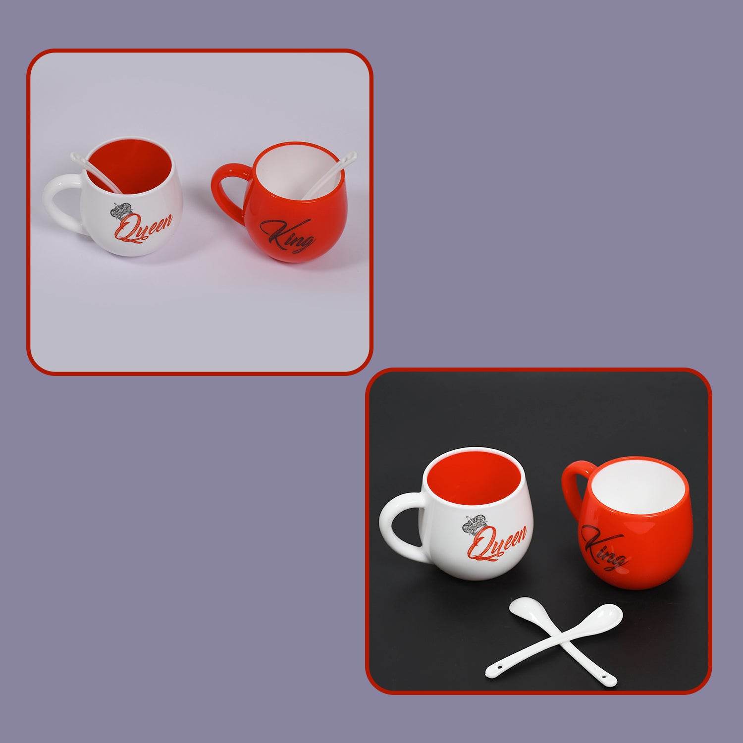 King Queen Printed Couple Matching Coffee tea Plastic Coffee Mug - 9XShoppy