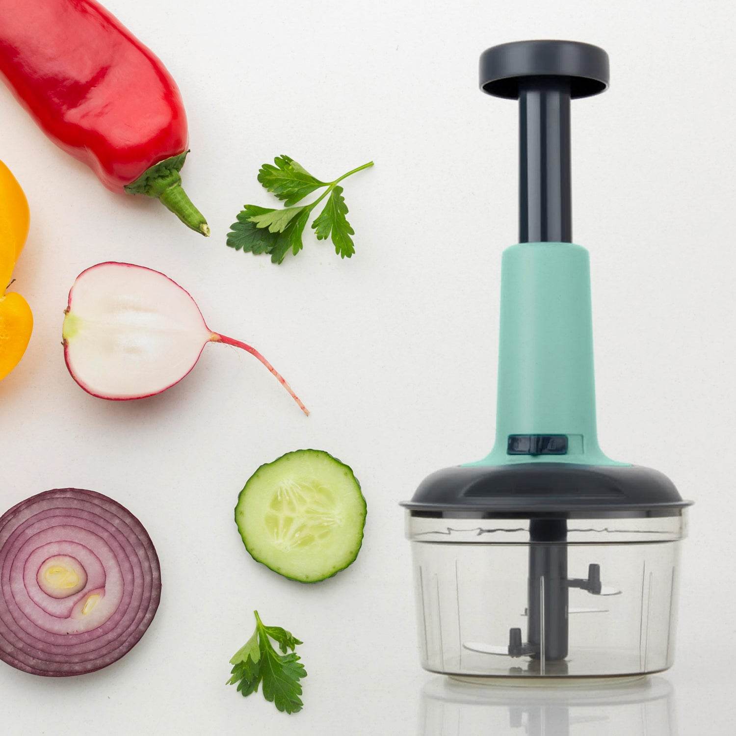 5902 Push Chopper Manual Food Chopper And Hand Push Vegetable Chopper Cutter Mixer Set For Kitchen With 3 Stainless Steel Blade. - 9XShoppy