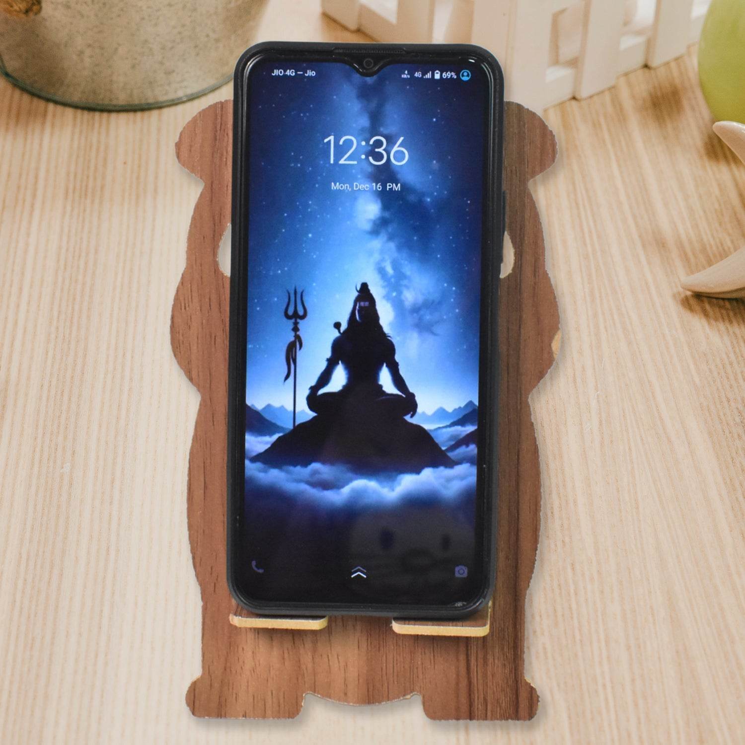 Wooden Cartoon Shape Design Mobile Stand (1 Pc) - 9XShoppy