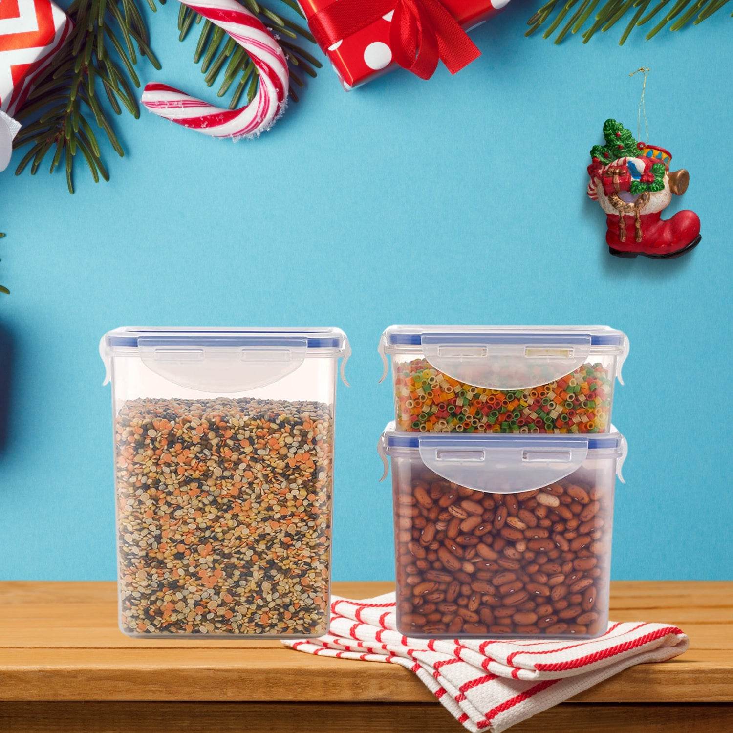 5800 Classics Rectangular Plastic Airtight Food Storage Containers With Leak Proof Locking Lid Storage Container Set Of 3 Pc( Approx Capacity 500ml1000ml1500ml Transparent) - 9XShoppy