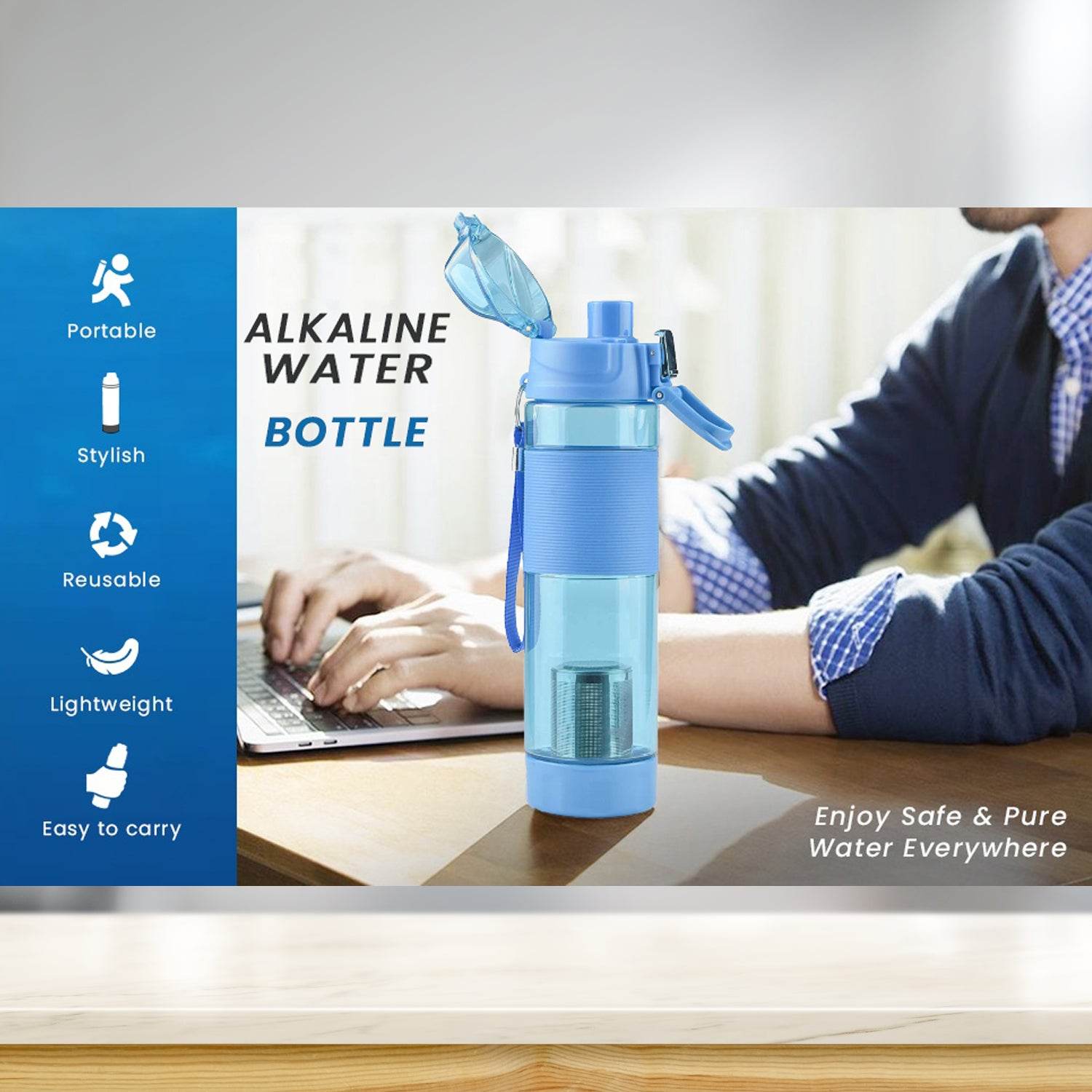 6480 Alkaline Water Bottle With Food Grade Plastic Stylish And Portable - 9XShoppy