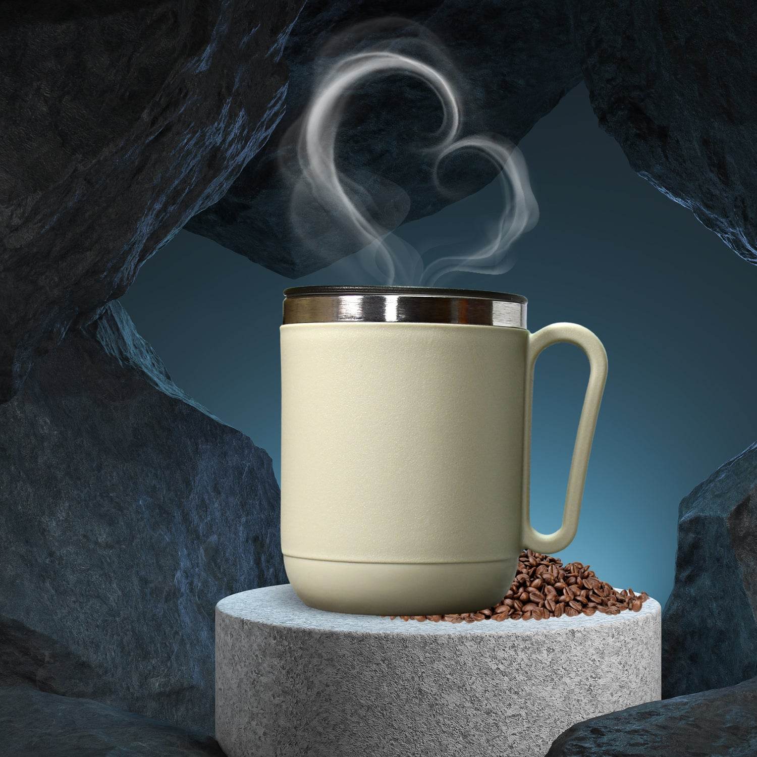 8137 Ganesh Premium Stainless Steel Coffee Mug With Heat Resistant Mug Lid. Approx 400ml Mug. - 9XShoppy