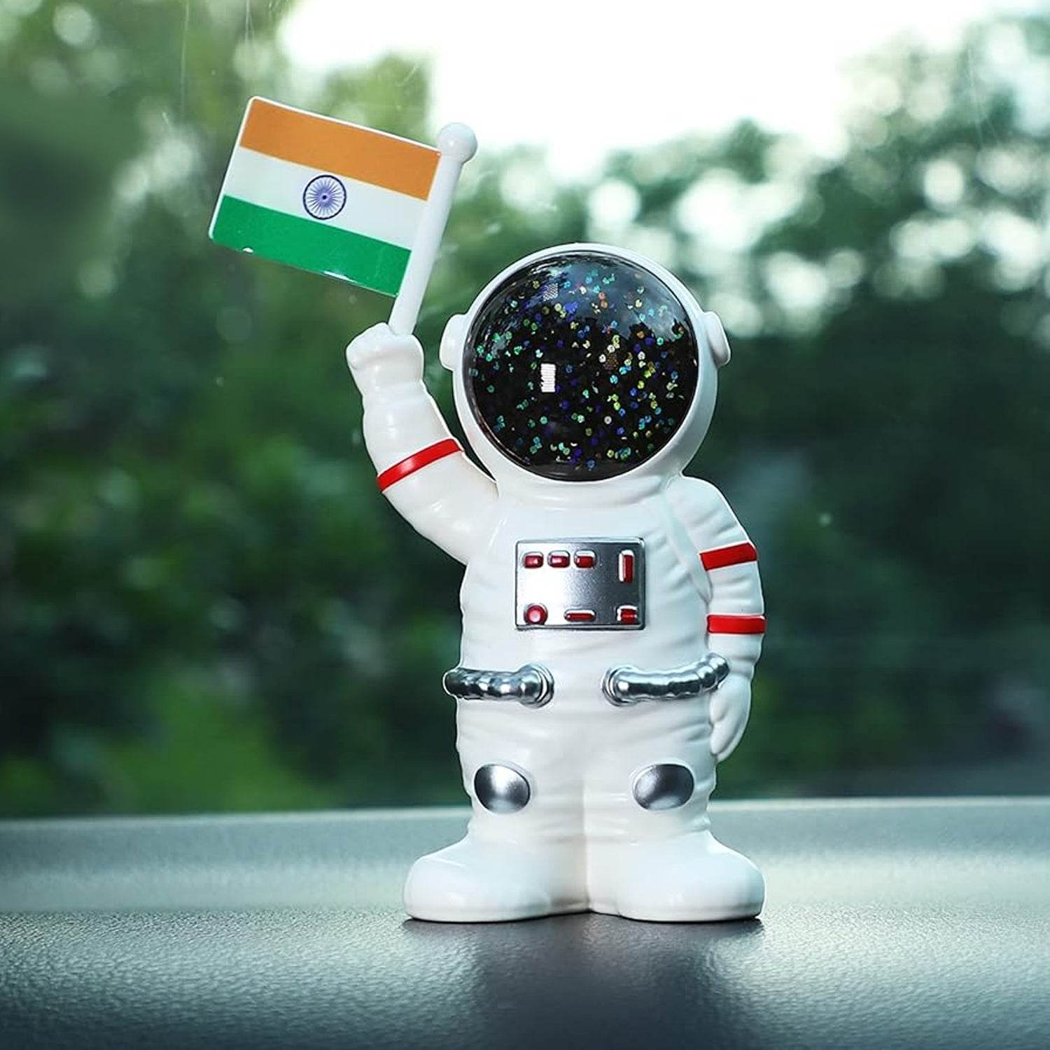 Solar Power Astronaut Ornament Moving Hand With Indian Flag (1 Pc) - 9XShoppy