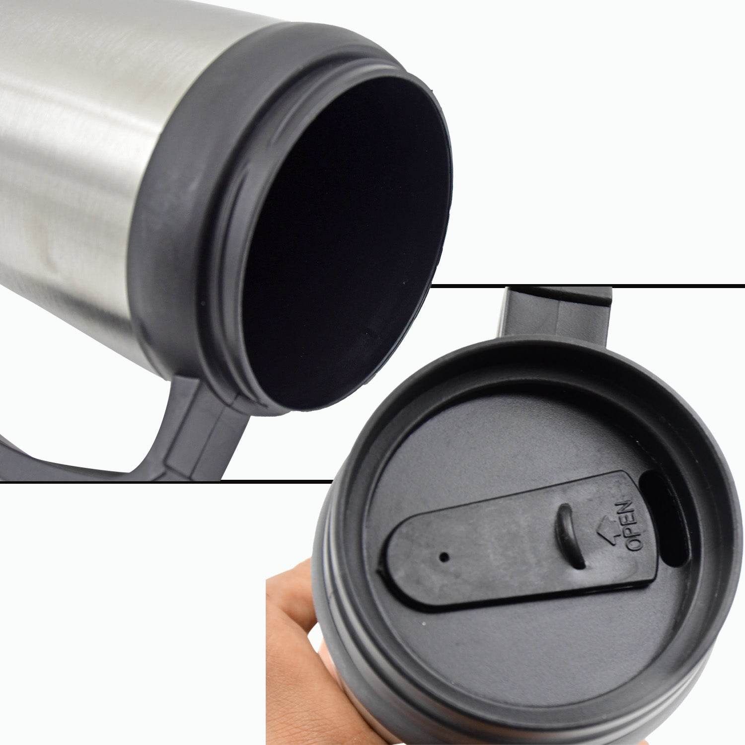 Stainless Steel Vacuum Glass Insulated Glass Coffee Cups (With Lid Handle 1 Pc) - 9XShoppy