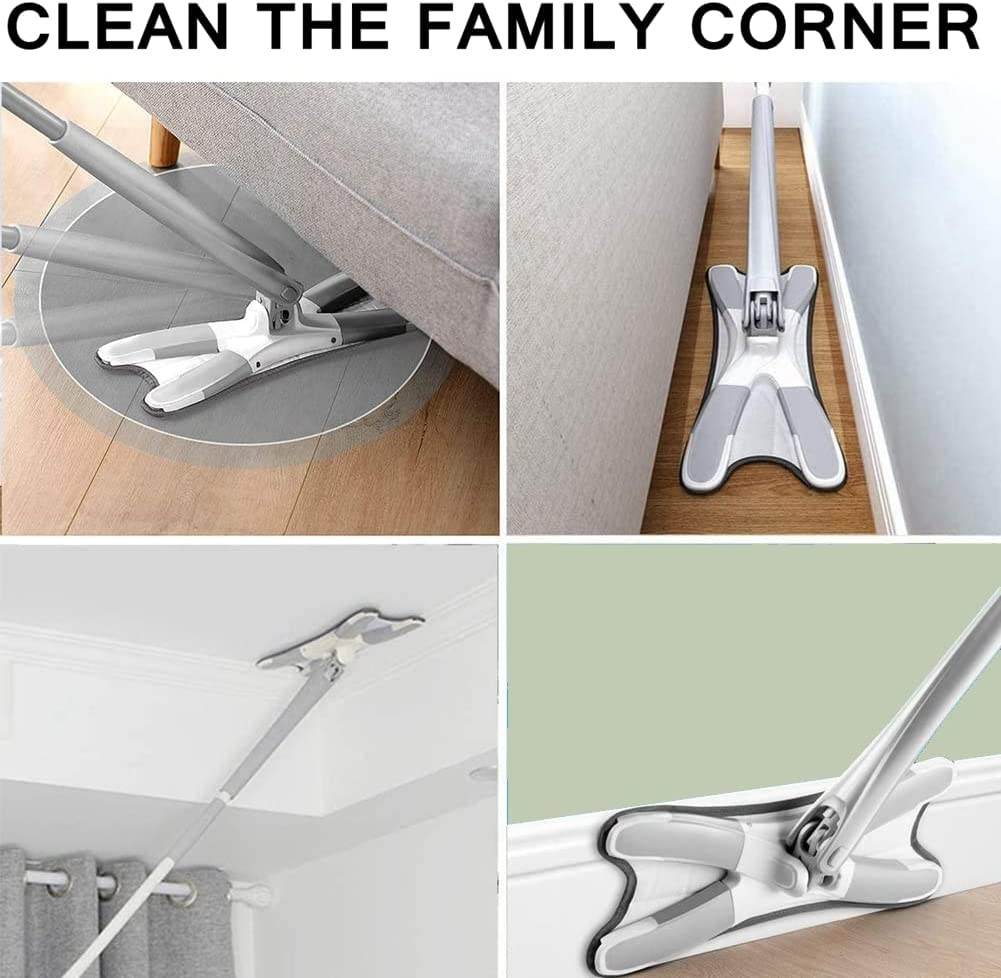 4874 X Shape Mop Or Floor Cleaning Hands-free Squeeze Microfiber Flat Mop System 360 Flexible Head Wet And Dry Mop For Home Kitchen With 1 Super-absorbent Microfiber Pads. - 9XShoppy