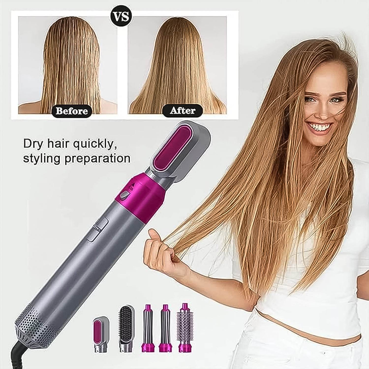 5 In 1 Hair Dryer Brush Multifunctional Hot Air Styler Hair Tools - 9XShoppy