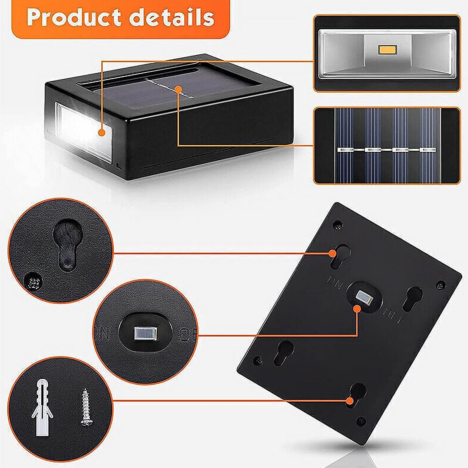 9536 Solar Wall Lights Small Fence Lights Solar Powered Up Down Led Porch Light Garden Lights Outdoor Solar Landscape Lights Waterproof Light (1 Pc) - 9XShoppy