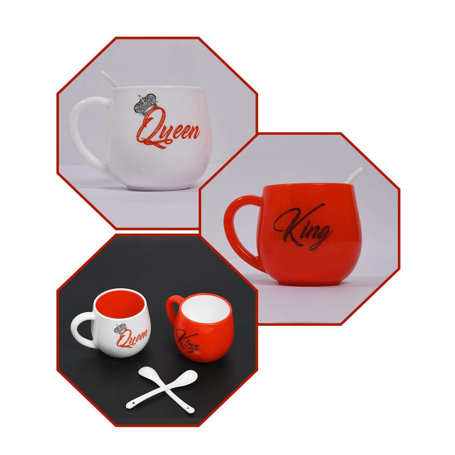 King Queen Printed Couple Matching Coffee tea Plastic Coffee Mug - 9XShoppy