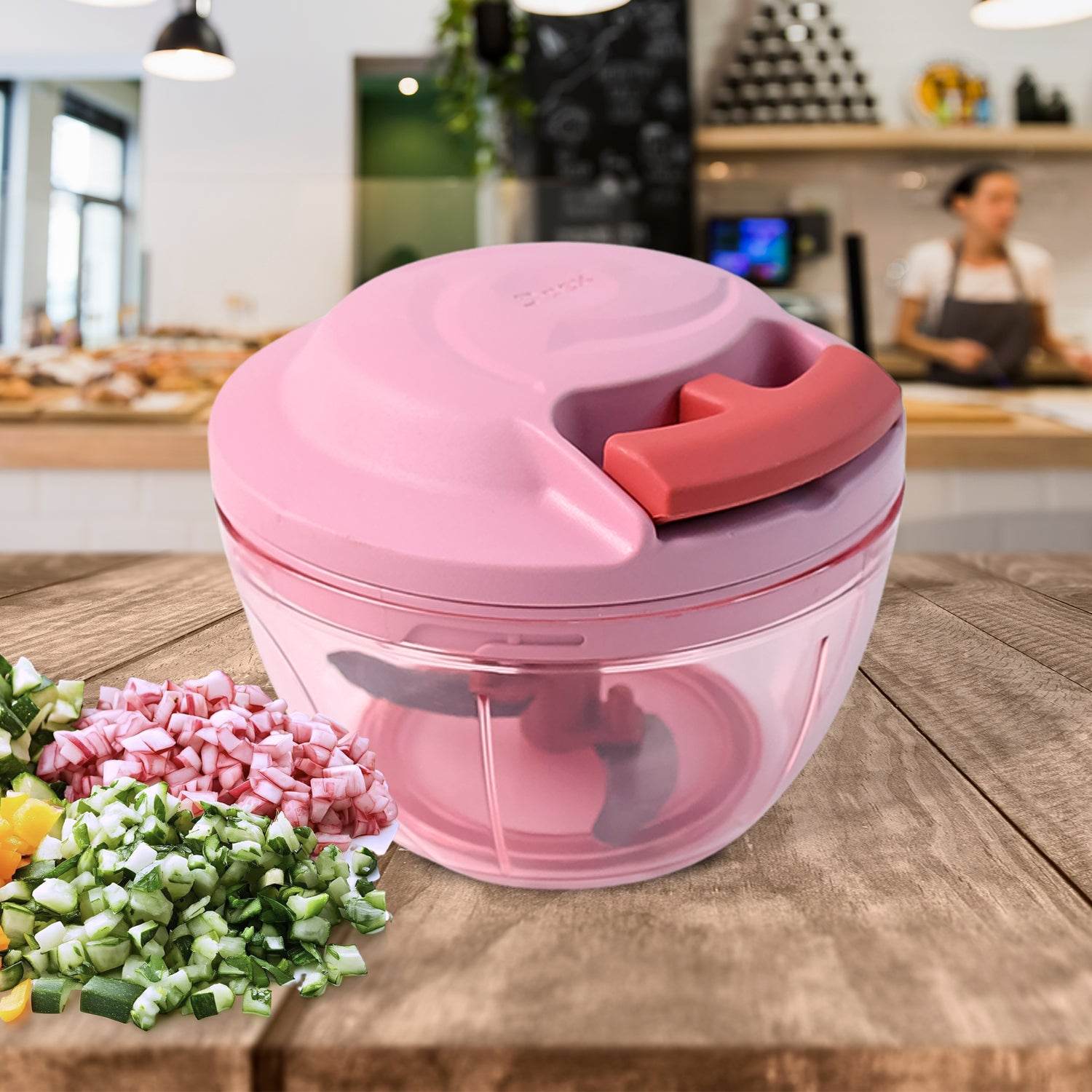 Apex Power-x Triple Stainless Steel Blades And Hand-pull Vegetable Chopper (500ml) - 9XShoppy