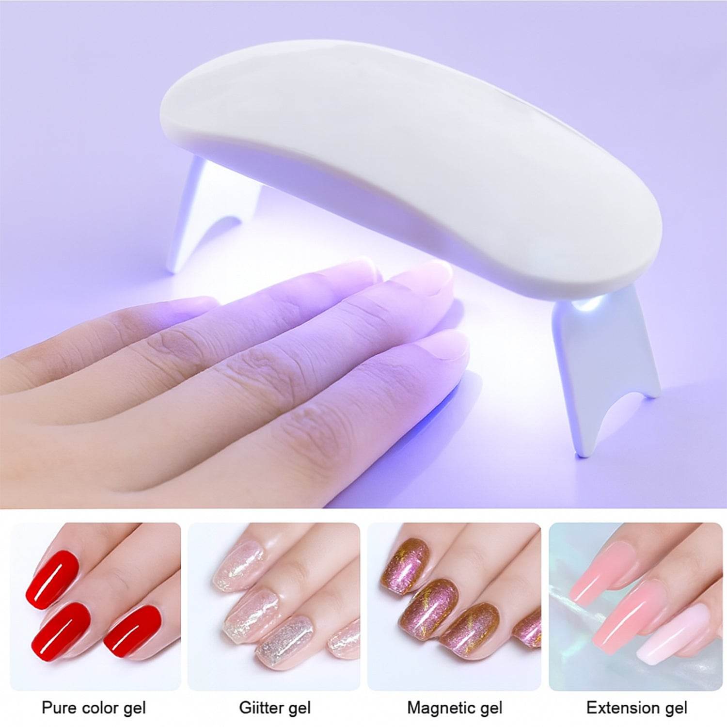 Mini Portable Uv Led Nail Lamp For Gel Nail Polish Curing (1 Pc) - 9XShoppy