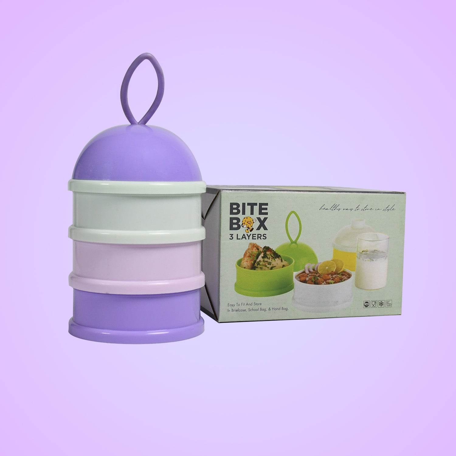 5924a 3 Layer Lunch Box Unique Design Bite Lunch Box With Liquid Food Container Lunch Box (Green) - 9XShoppy