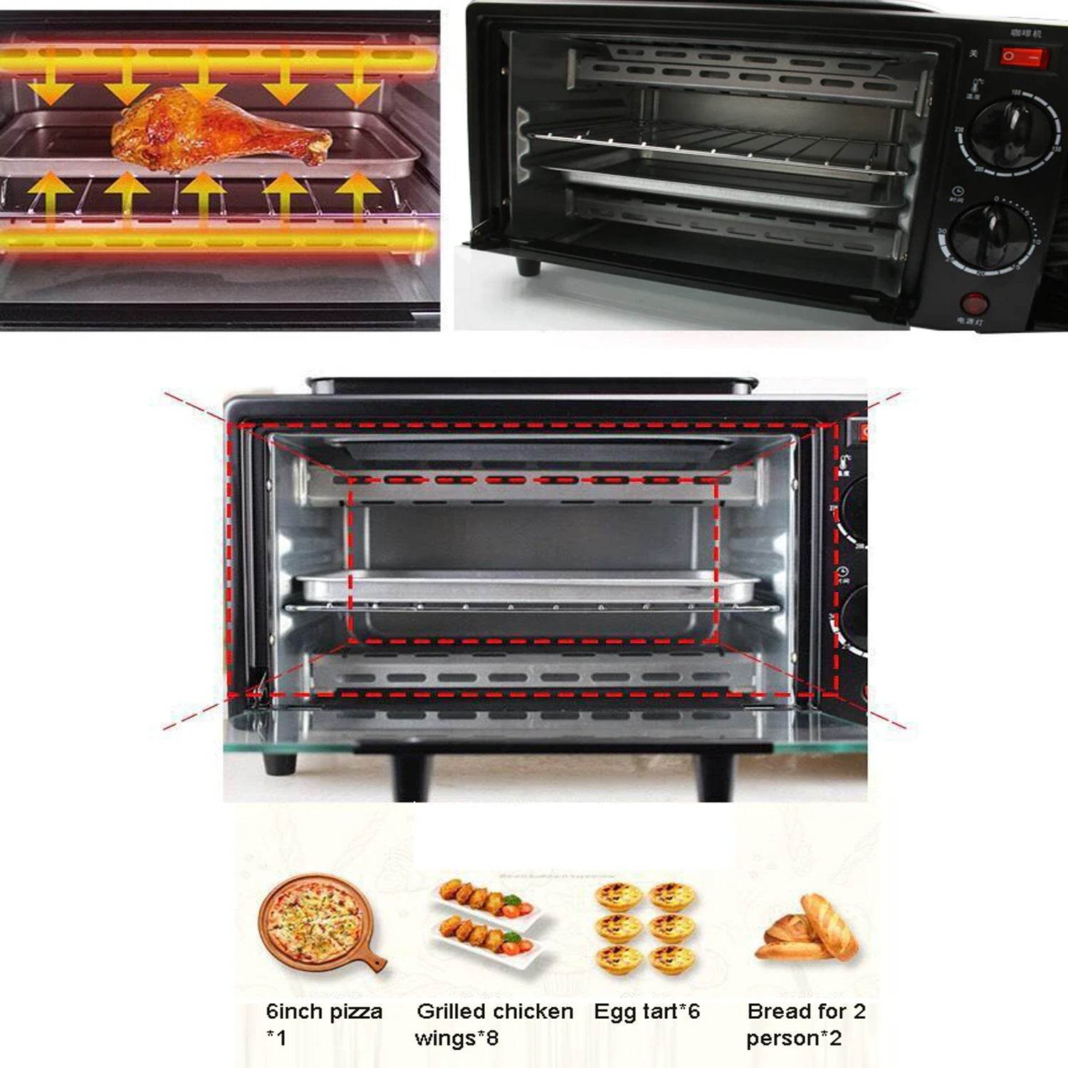 3 In 1 Breakfast Maker Portable Toaster Oven - 9XShoppy