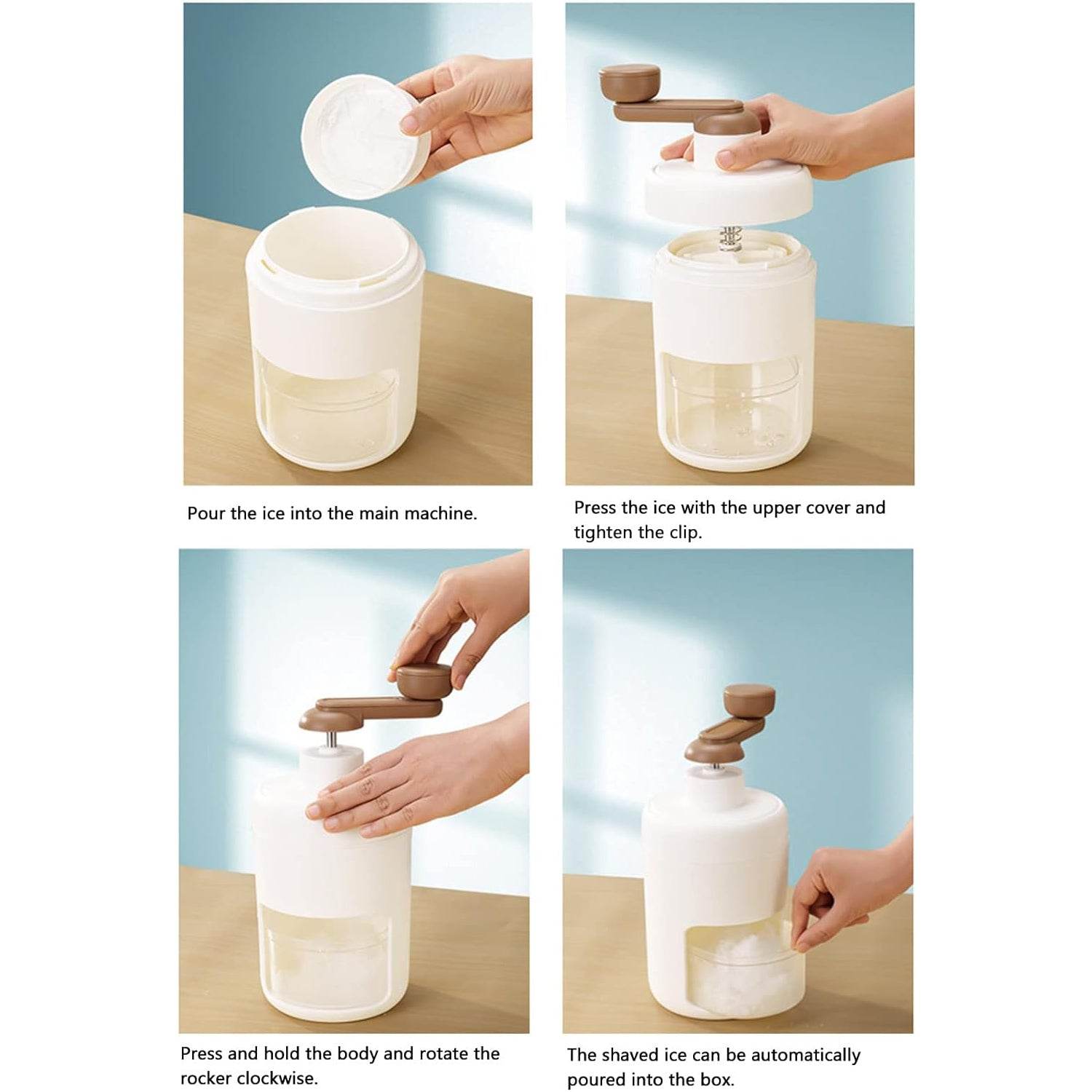 5771 Portable Gola Maker Ice Crusher And Shaved Ice Machine Hand Shaved Ice Machine Manual Fruit Smoothie Machine Mini Household Ice Shaver Small Ice Crusher - 9XShoppy