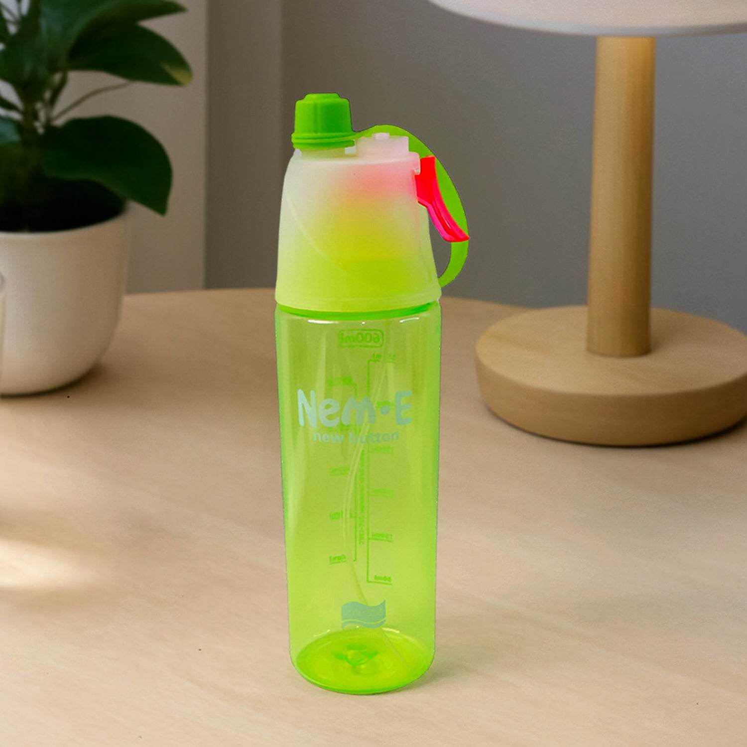 Plastic Dual Function Sports Water Bottle With Built-in Mist Spray And Leakproof Cap (600ml 1 Pc) - 9XShoppy