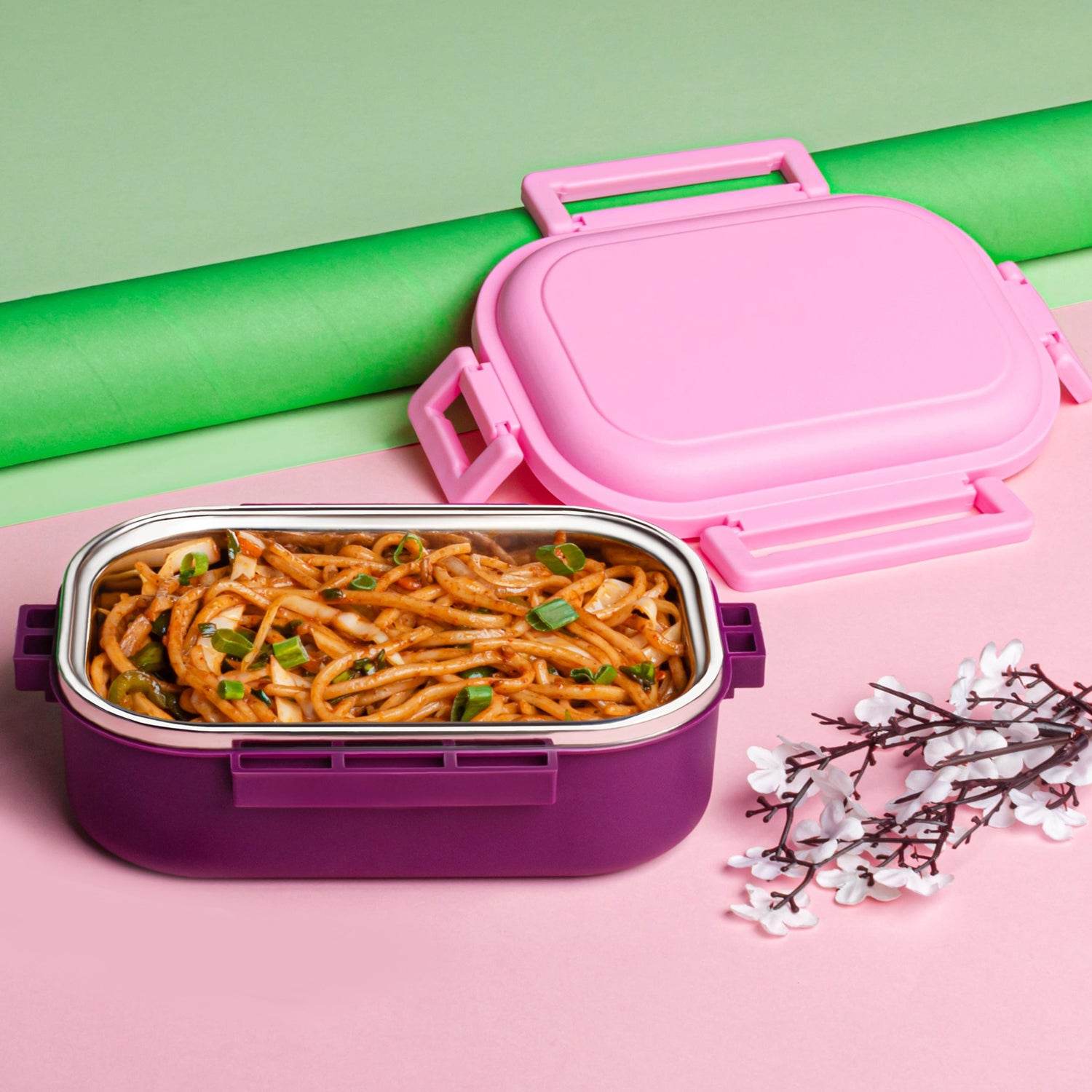 Insulated Testy Stainless Steel Leakproof Lunch Box With Spoon (1 Set) - 9XShoppy