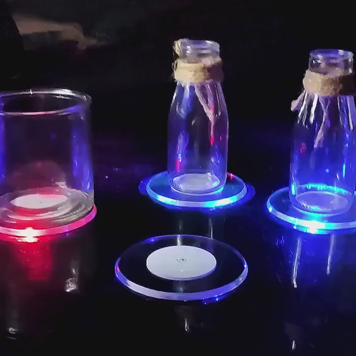 Colorful LED Cocktail Coaster Round Ultra-thin Led Drink Coaster