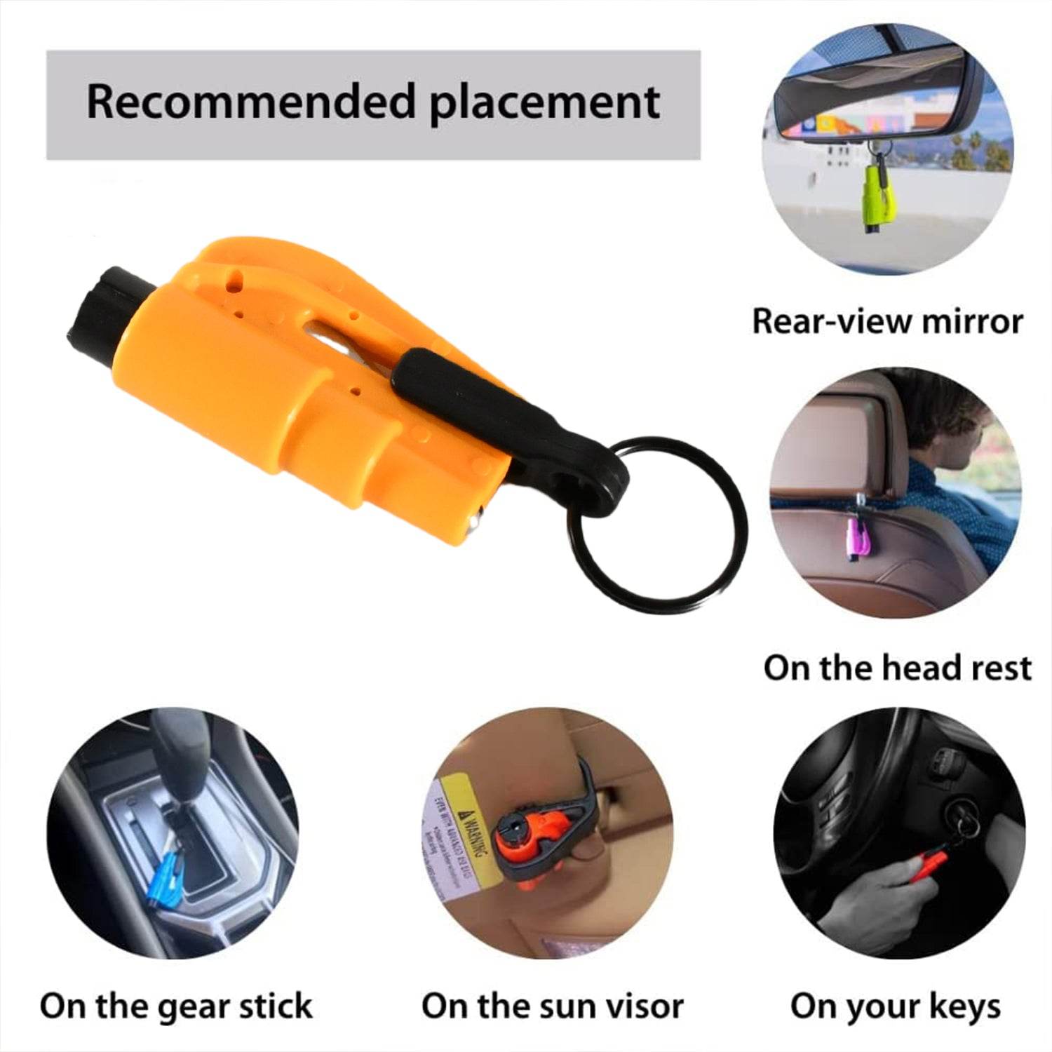 8761 2 In 1 Emergency Safety Cutter With Key Chain Small Portable Handy Emergency Safely Glass Breaking Seat Belt Cutting Keychain Tool - 9XShoppy