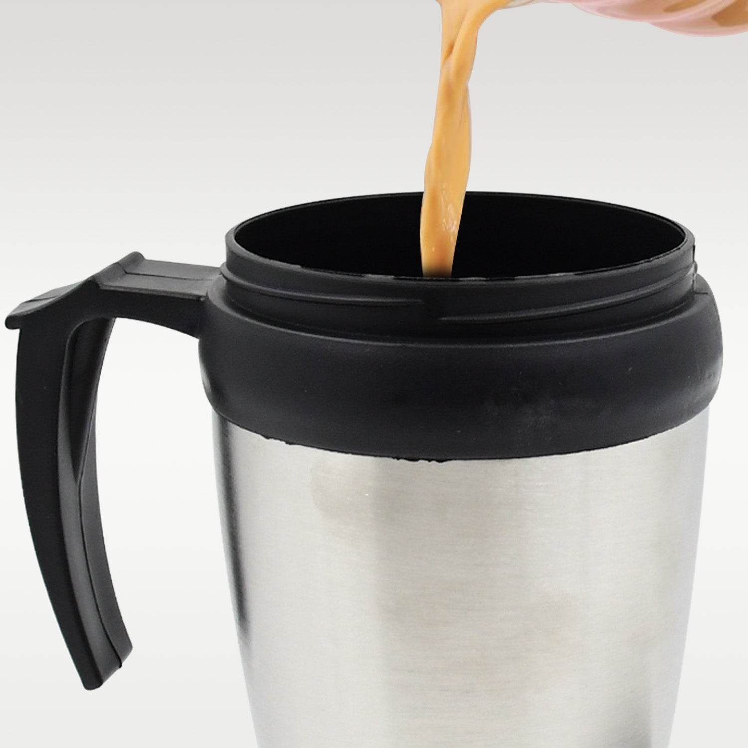 Stainless Steel Vacuum Glass Insulated Glass Coffee Cups (With Lid Handle 1 Pc) - 9XShoppy