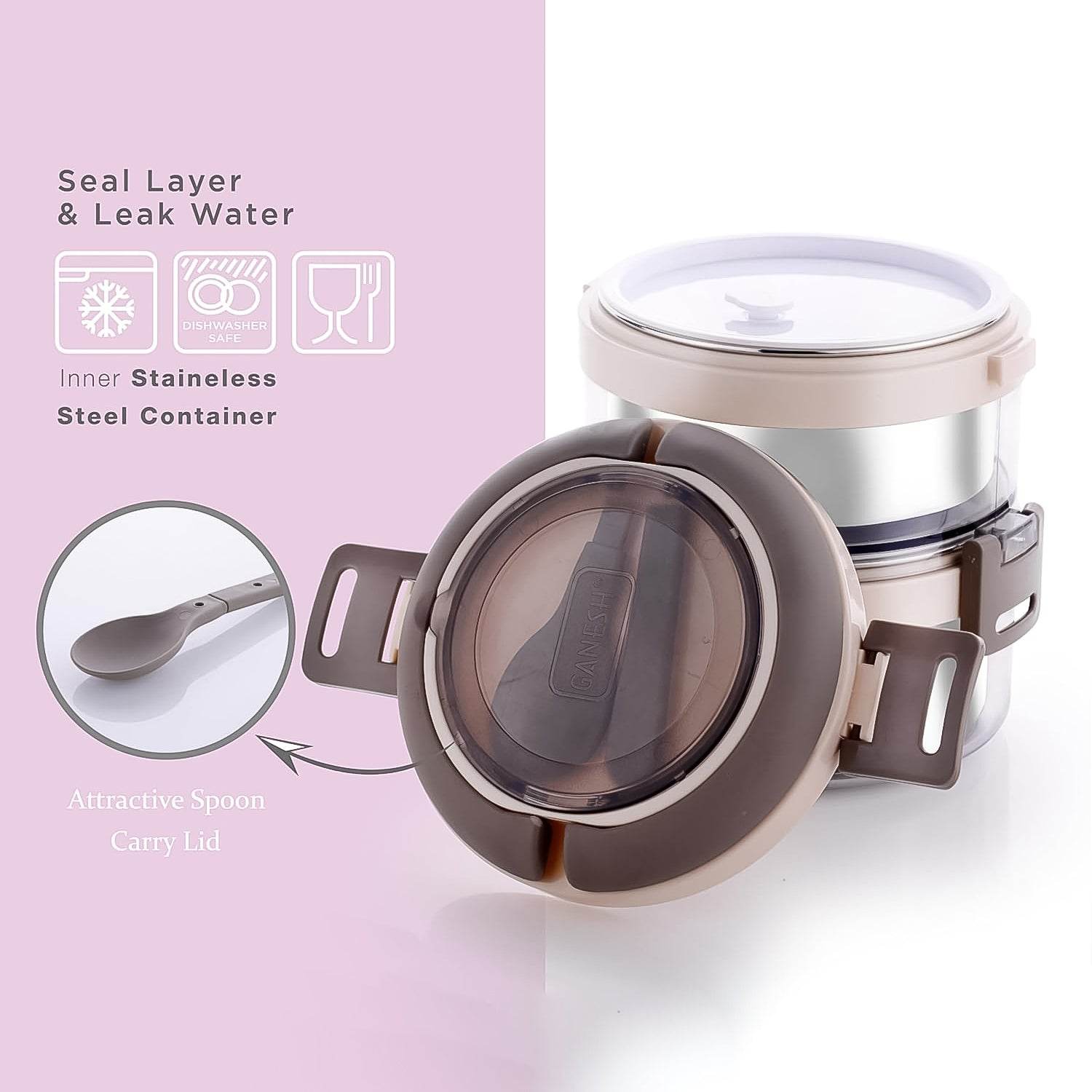 Ganesh Steko-2 Double Layer Stainless Steel Insulated Lunch Box Set - 9XShoppy
