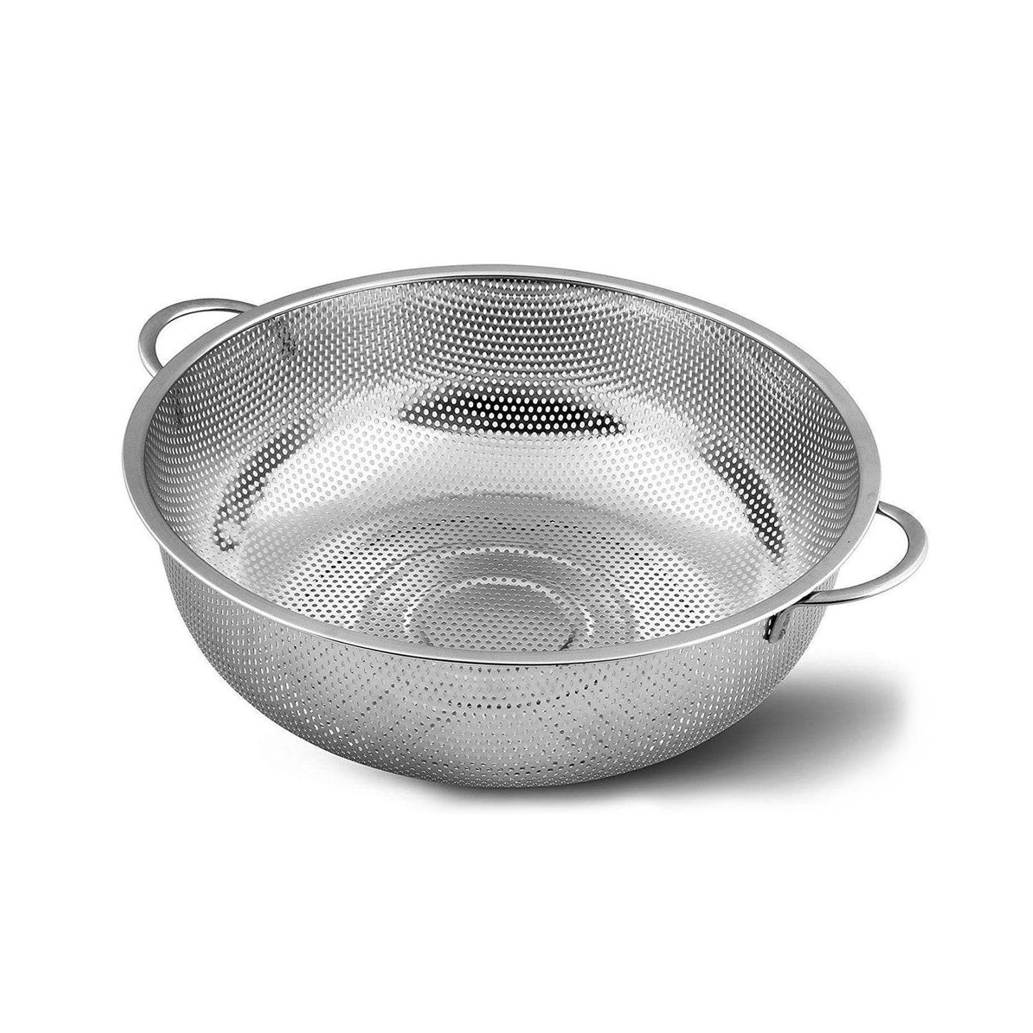 5754 Stainless Steel Colander With Handle Large Metal Mesh Basket Strainer For Pasta Spaghetti Berry Veggies Fruits Kitchen Food Colander Dishwasher Safe (1 Pc 25.5 Cm) - 9XShoppy