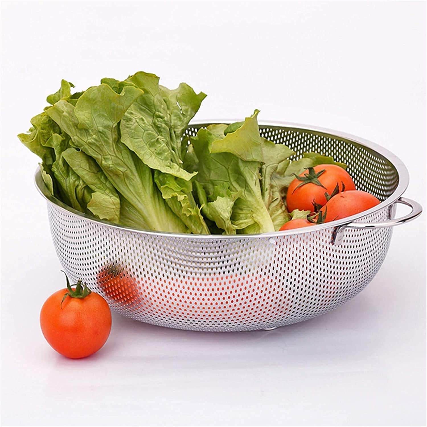 5754 Stainless Steel Colander With Handle Large Metal Mesh Basket Strainer For Pasta Spaghetti Berry Veggies Fruits Kitchen Food Colander Dishwasher Safe (1 Pc 25.5 Cm) - 9XShoppy