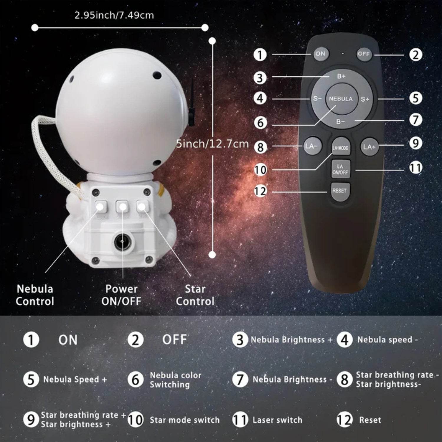 Astronaut Galaxy Projector Night Light with Remote Control - 9XShoppy