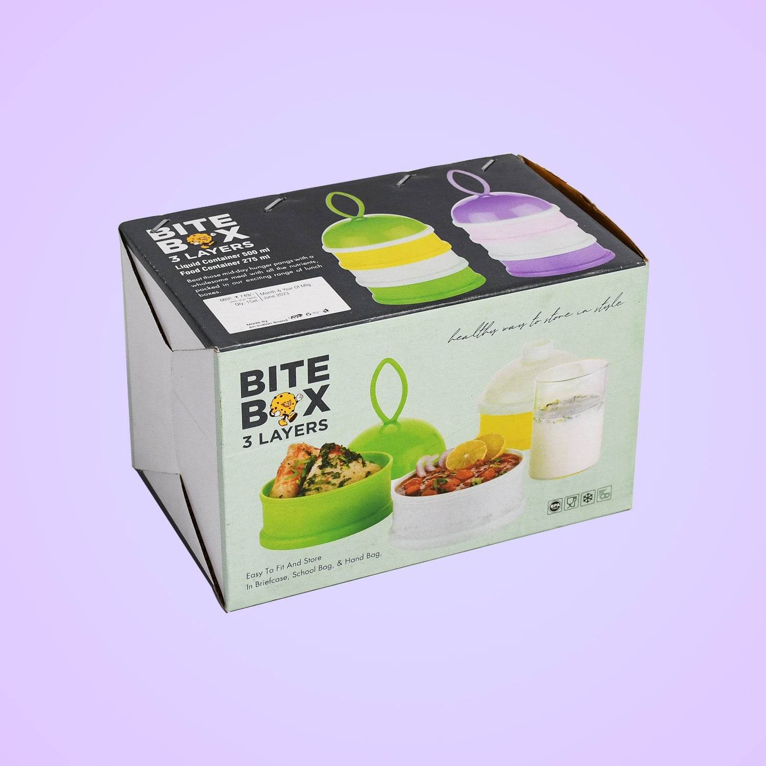 5924a 3 Layer Lunch Box Unique Design Bite Lunch Box With Liquid Food Container Lunch Box (Green) - 9XShoppy