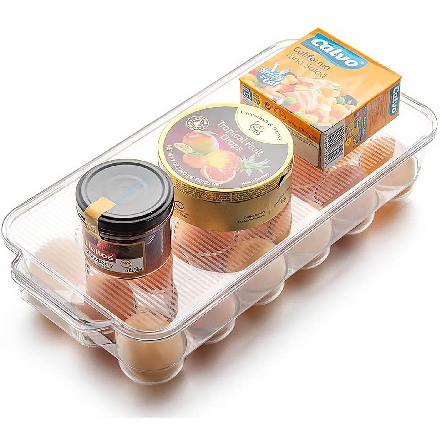 Plastic 18 Cavity Egg Storage Box Or Egg Trays For Refrigerator With Lid Handles High Quality Rectangular Egg Tray Box For 18 Egg (1 Pc) - 9XShoppy
