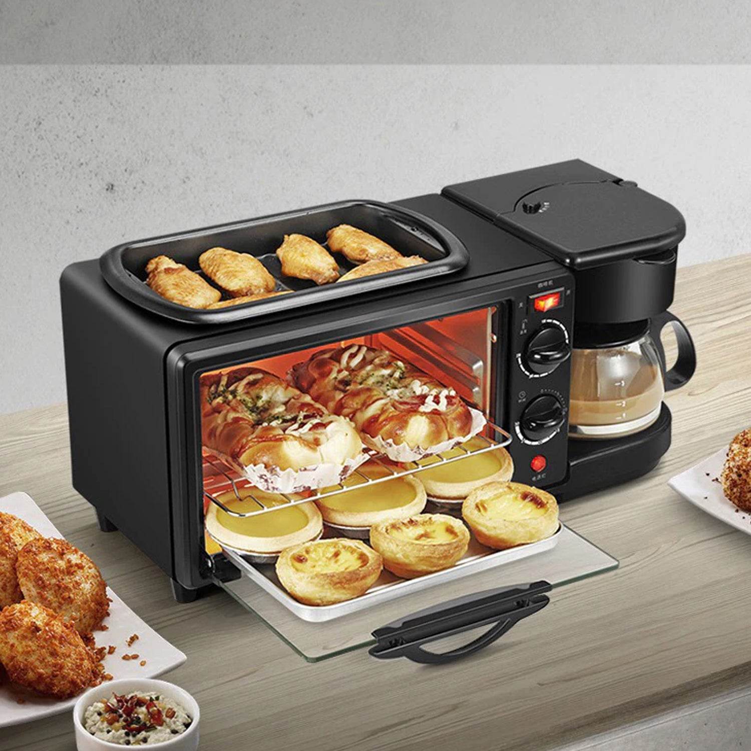 3 In 1 Breakfast Maker Portable Toaster Oven - 9XShoppy
