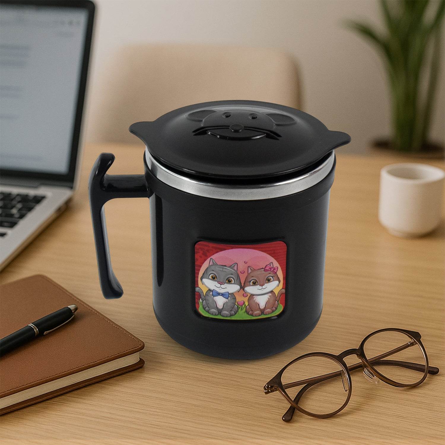 Apex Cat Mug 250 Ml Stainless Steel Insulated Inner With Cute Cat Print - 9XShoppy