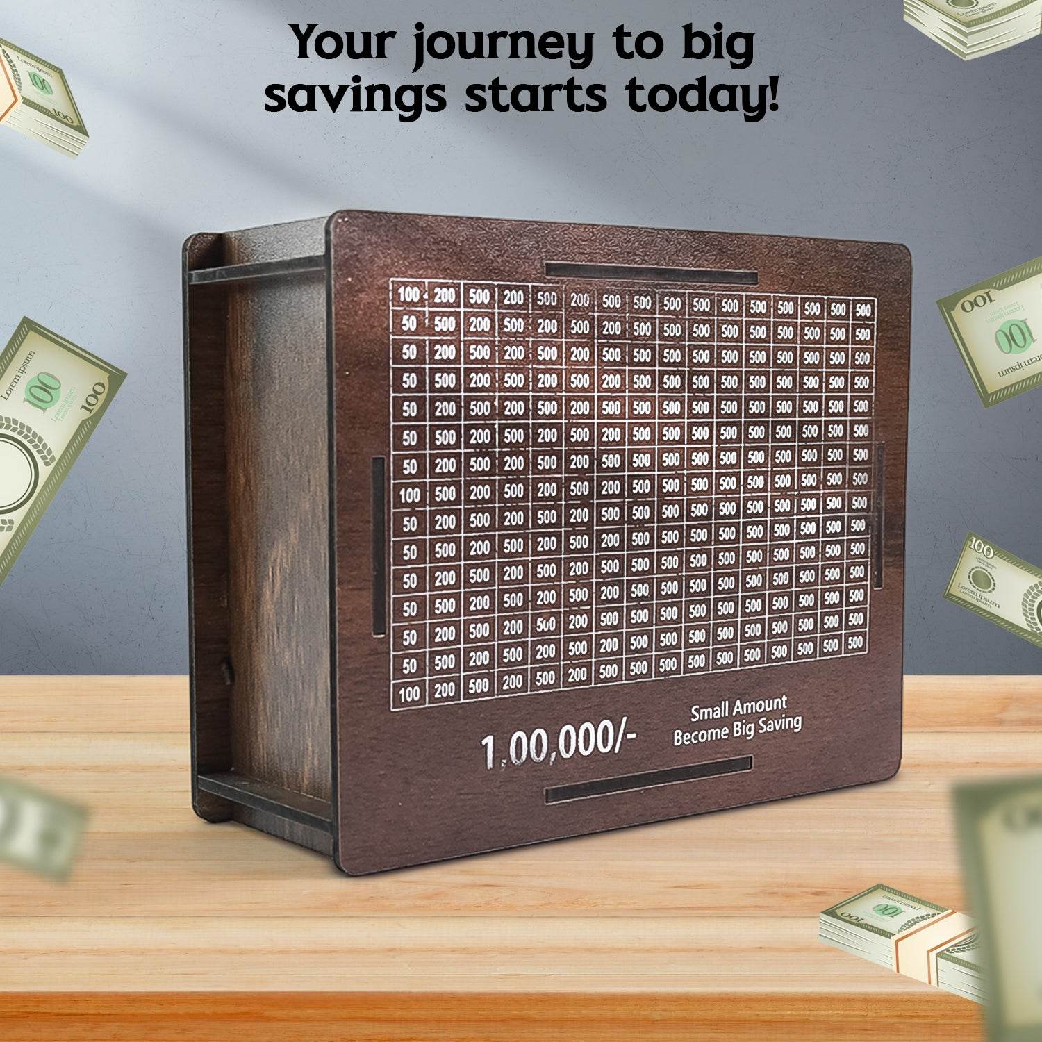 Wooden Money Piggy Bank Money Box (1 Pc Pen Not Included) - 9XShoppy