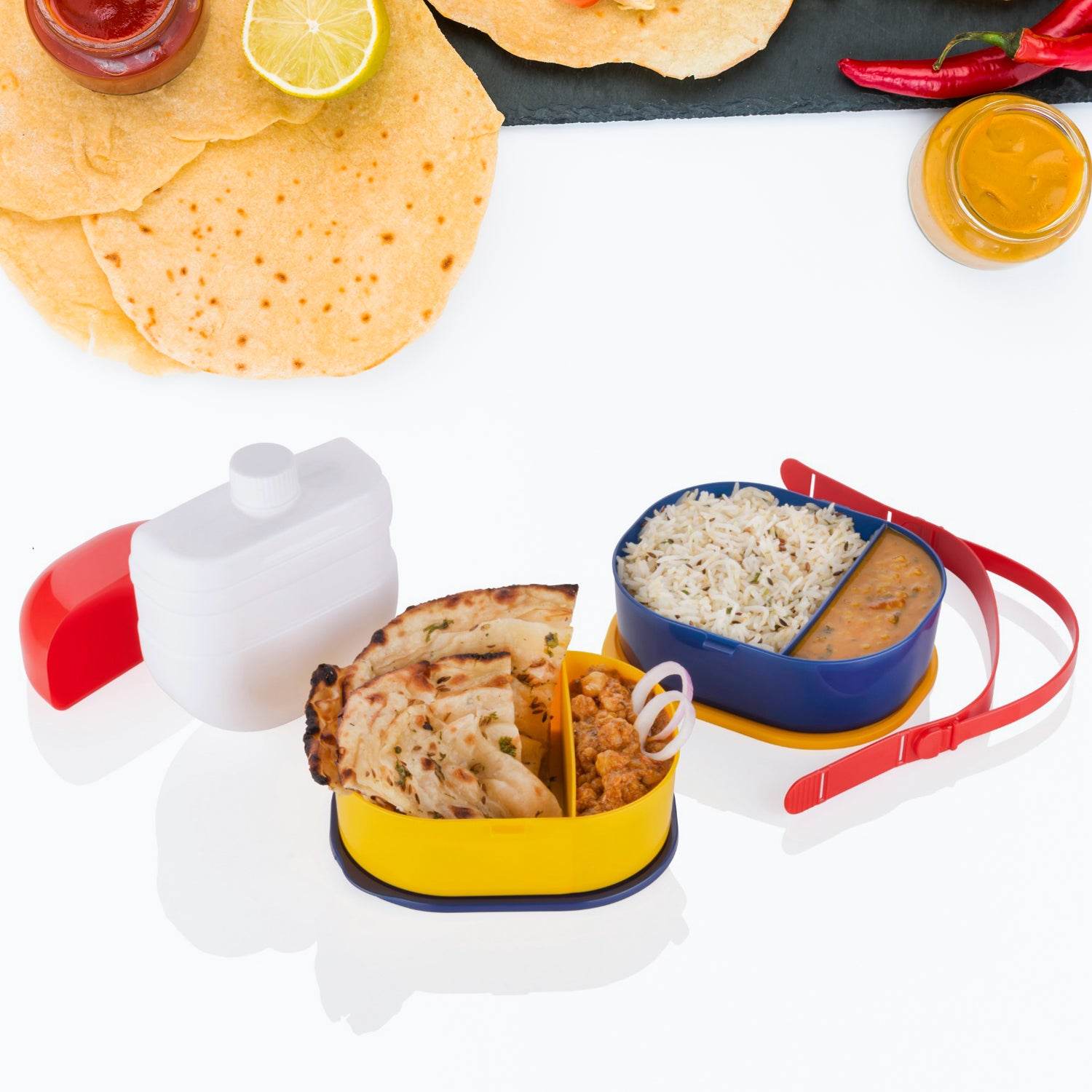 7158 Mr. Chef Smart Lunch Box Capsule Shape Strap-on Lunch Box With Water Bottle And Handle - 9XShoppy