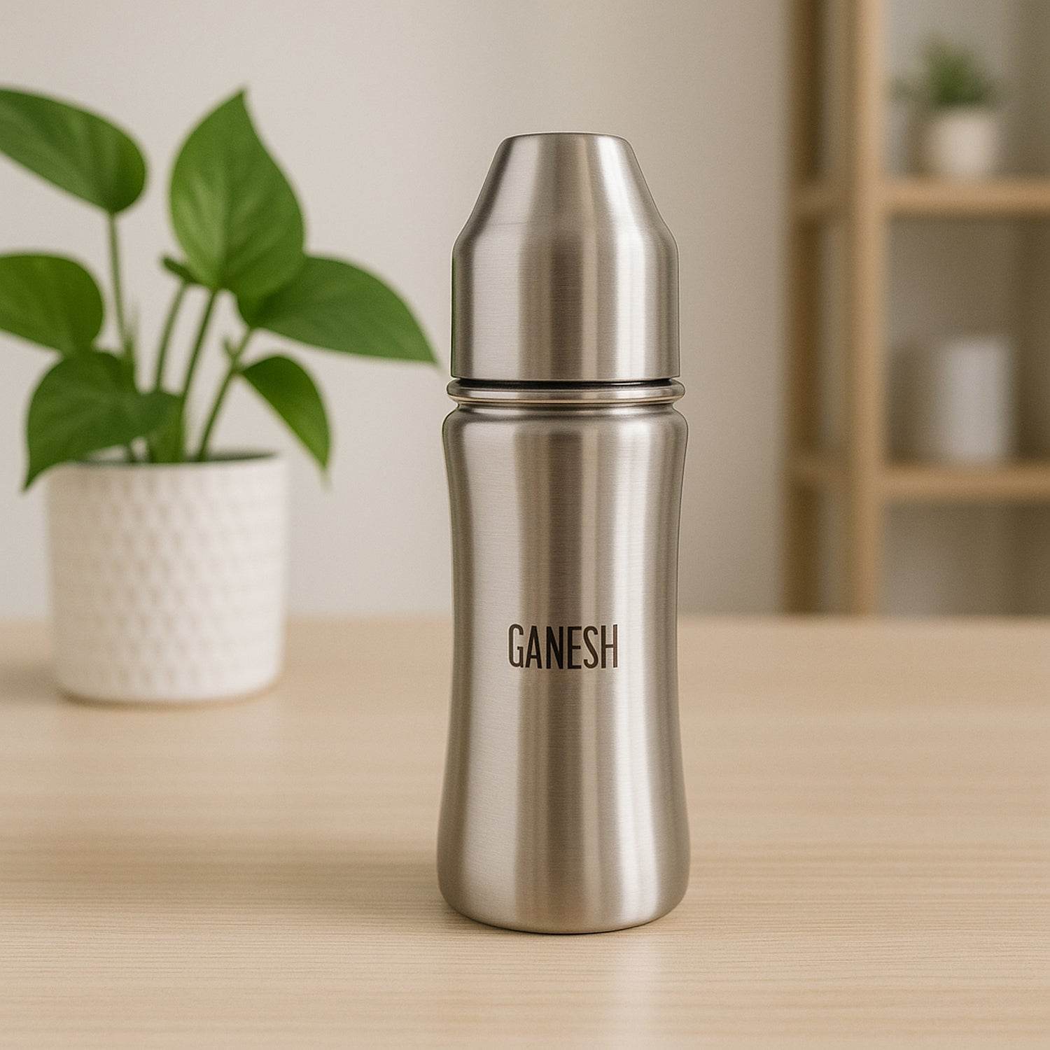 8173 Ganesh Stainless Steel Baby Feeding Bottle Milk Bottle For New Born Infants Toddler Up To 3 Years Bfa Free (250 Ml Approx) - 9XShoppy
