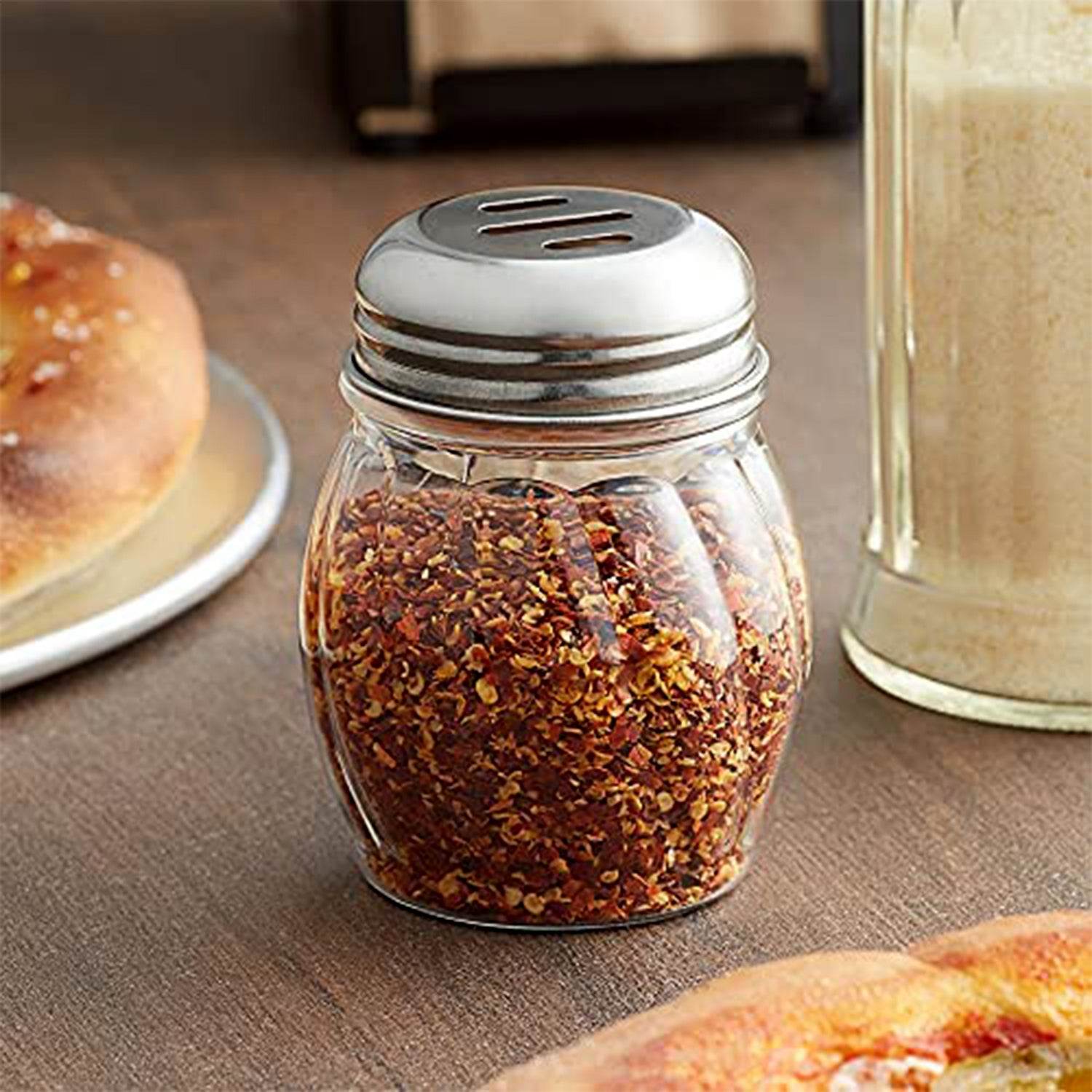 Apex Oregano Chilli Flakes Dispenser Set 2 Pcs Glass Spice Shaker With Stainless Steel Lid - 9XShoppy