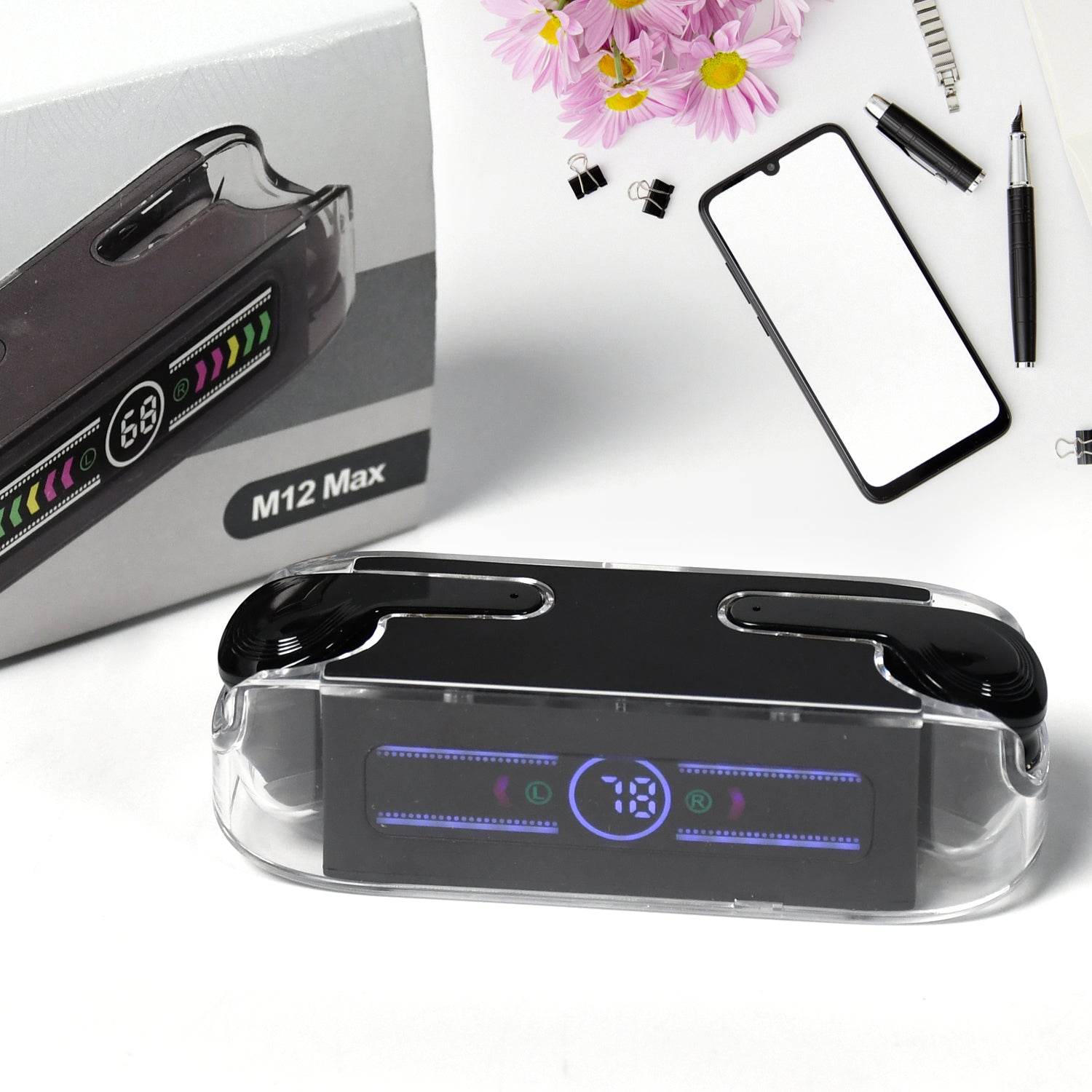 6705 Earphones With Touch Control Black Bluetooth M12 Max Wireless Technology Stereo Sound Made With High-end Material - 9XShoppy