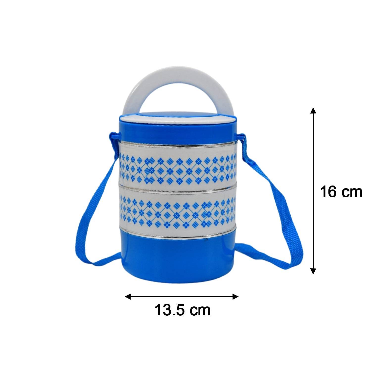 3 Layer Adjustable Insulated Tiffin Set Of 1 Blue 3 Containers Lunch Box - 9XShoppy