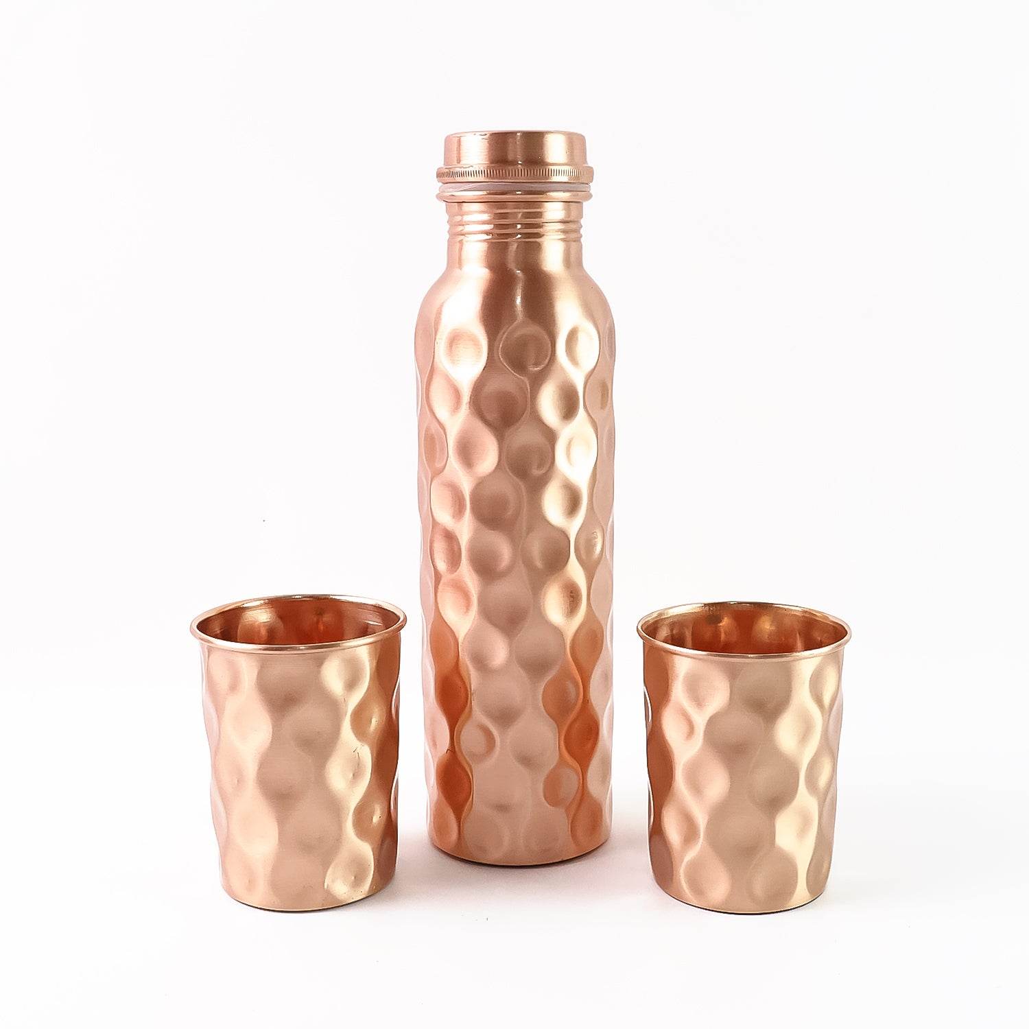Copper Water Bottle 2 Glasses With Gift Box (3 Pcs Set) - 9XShoppy