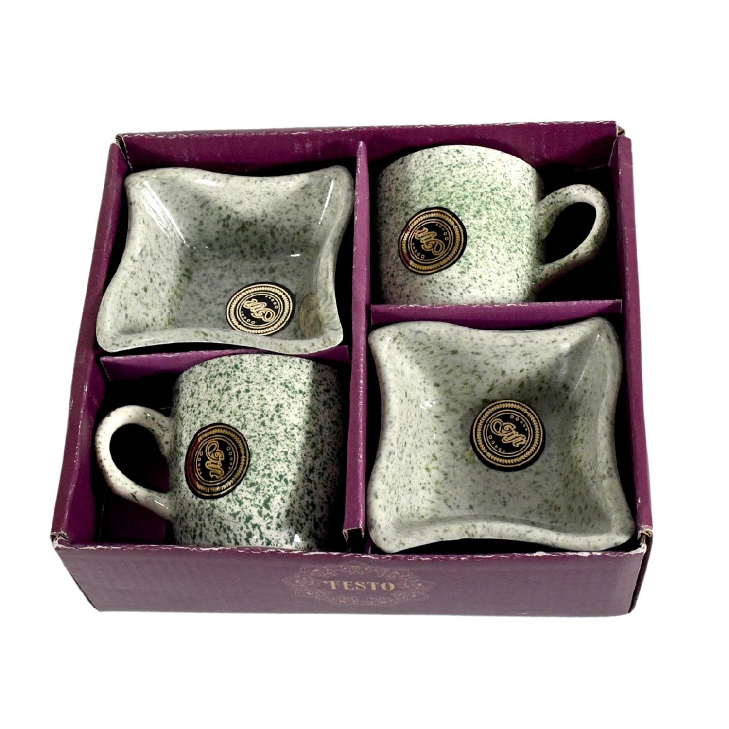 8224 Festo Ceramic Tea Cups Mug Set Including Snacks Serving Bowl Milk Cup Coffee Cup Tea Cup Breakfast Cup Drinking Mug Or Outdoor For Household Gift For Birthday Wedding Party (4 Pcs Set) - 9XShoppy