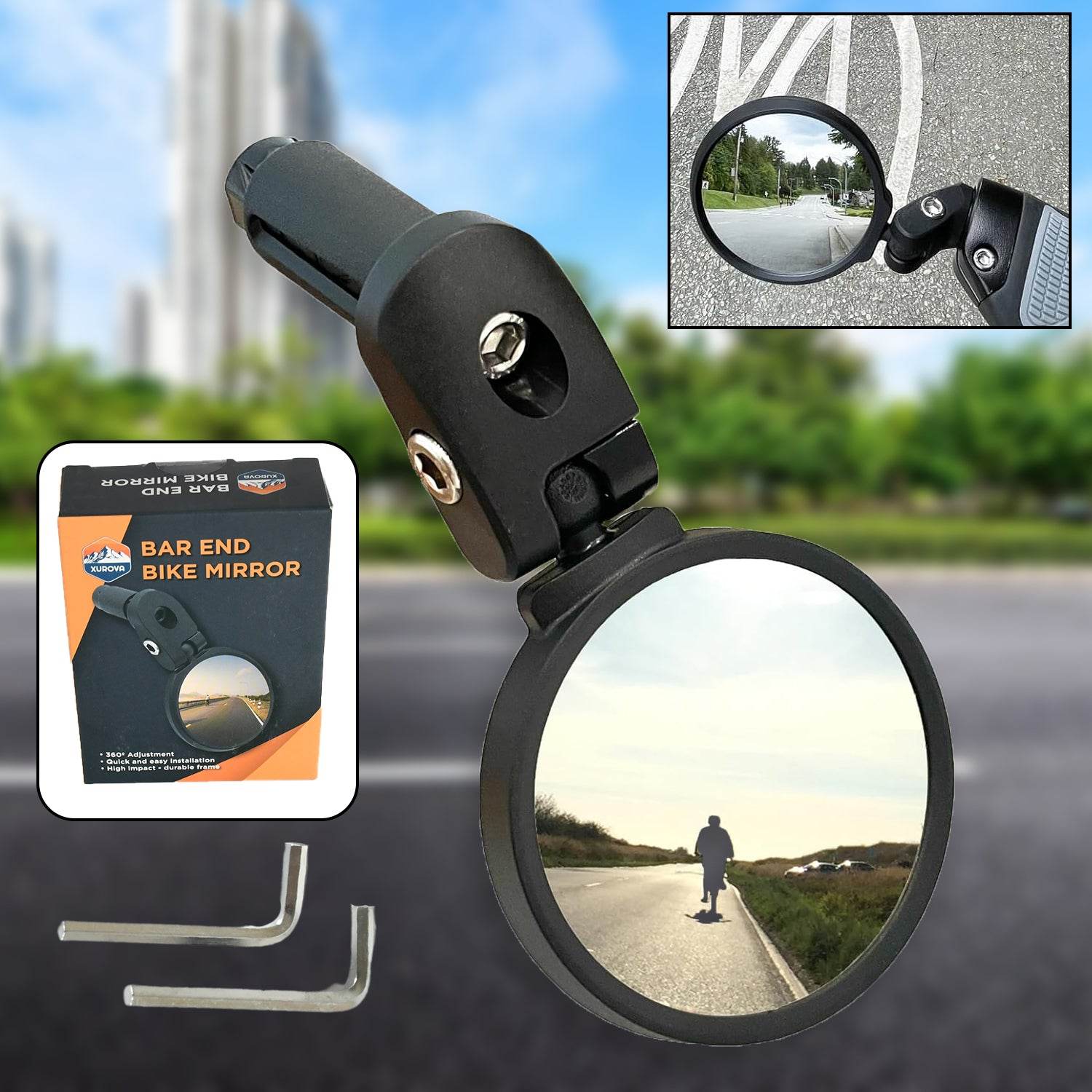 8505 Bar End Bike Mirror Safe Rearview Mirror 360 Rotatable Foldable Safety Bicycle Rear View Mirror Mirror Durable Bike Mirror (1 Pc) - 9XShoppy