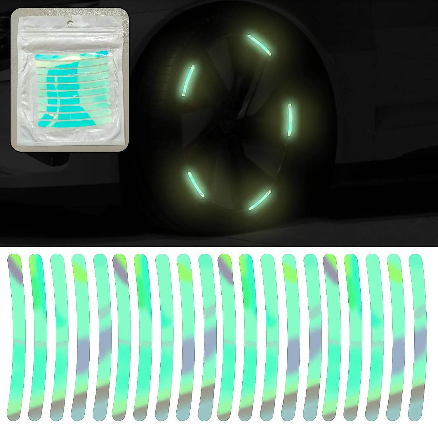 Car Wheel Hub Reflective Car Stickers Night Warning Stickers (20 Pcs Set Multicolored) - 9XShoppy