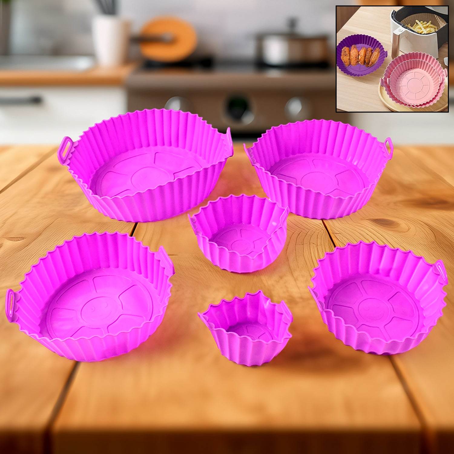 Air Fryer Reusable Silicone Pot With Handles (6 Pc Set) - 9XShoppy