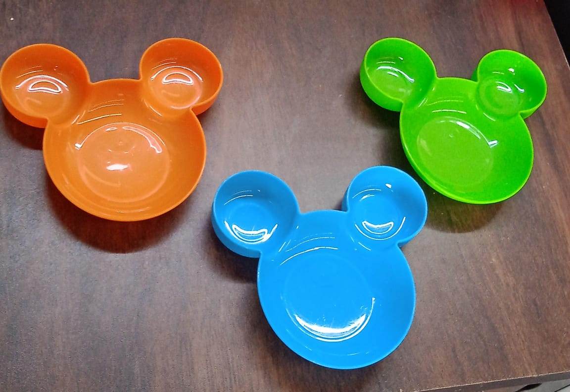 5624 Mickey Mouse Shape Plates For Kids Bpa Free Unbreakable Childrens Food Plate Kids Bowl Fruit Plate Baby Cartoon Bowl Plate Tableware (1 Pc) - 9XShoppy