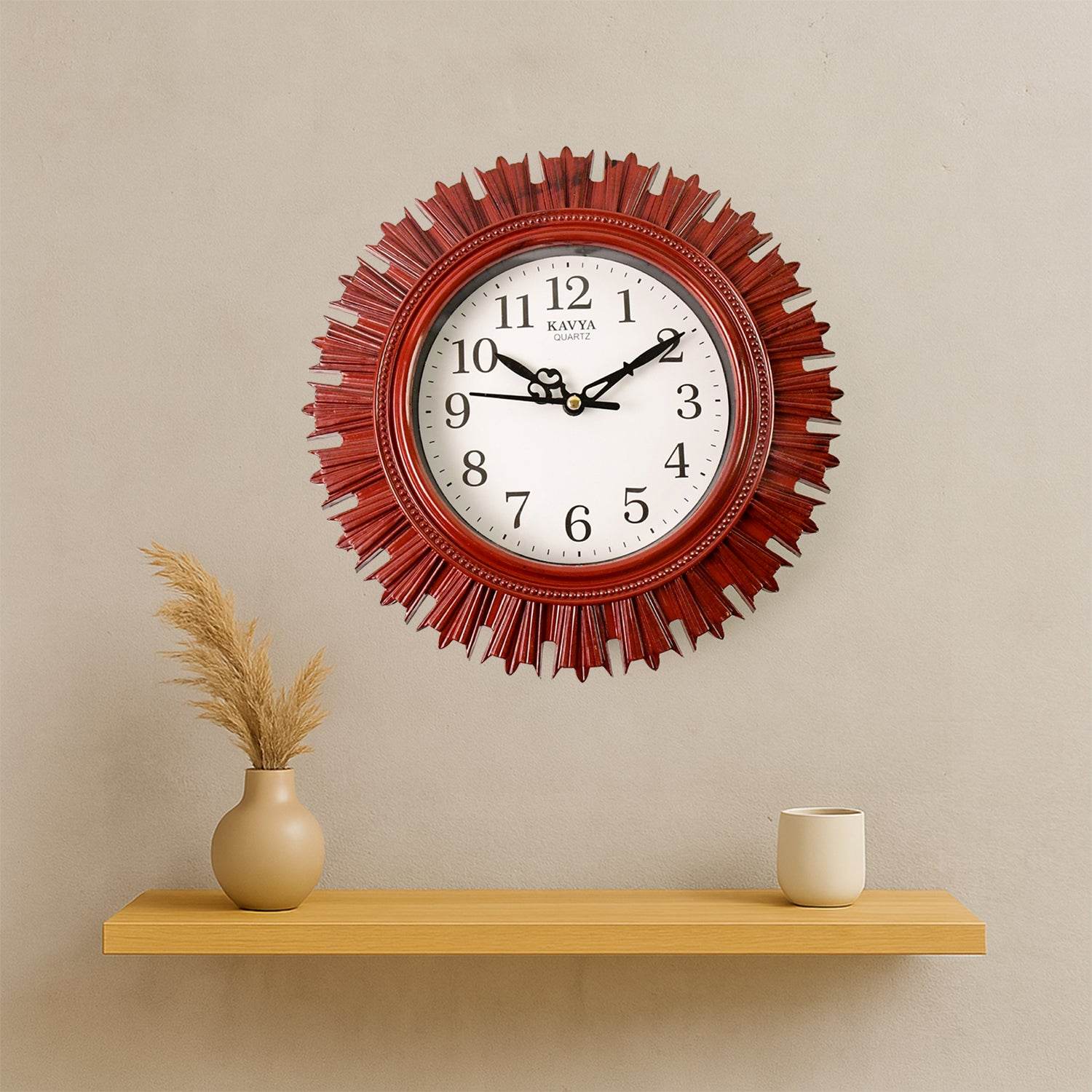 4918 Wooden Look Designer Wall Clock Plastic Decorative Latest Wall Clock Battery Operated Round Easy To Read For Roomhomekitchenbedroomofficeschool - 9XShoppy