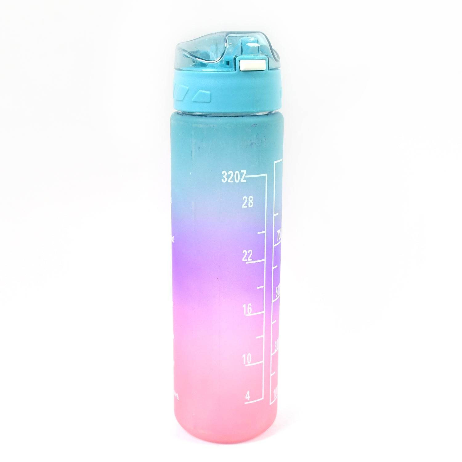 Plastic Colorful Motivational Water Bottle With Straw (900 Ml) - 9XShoppy