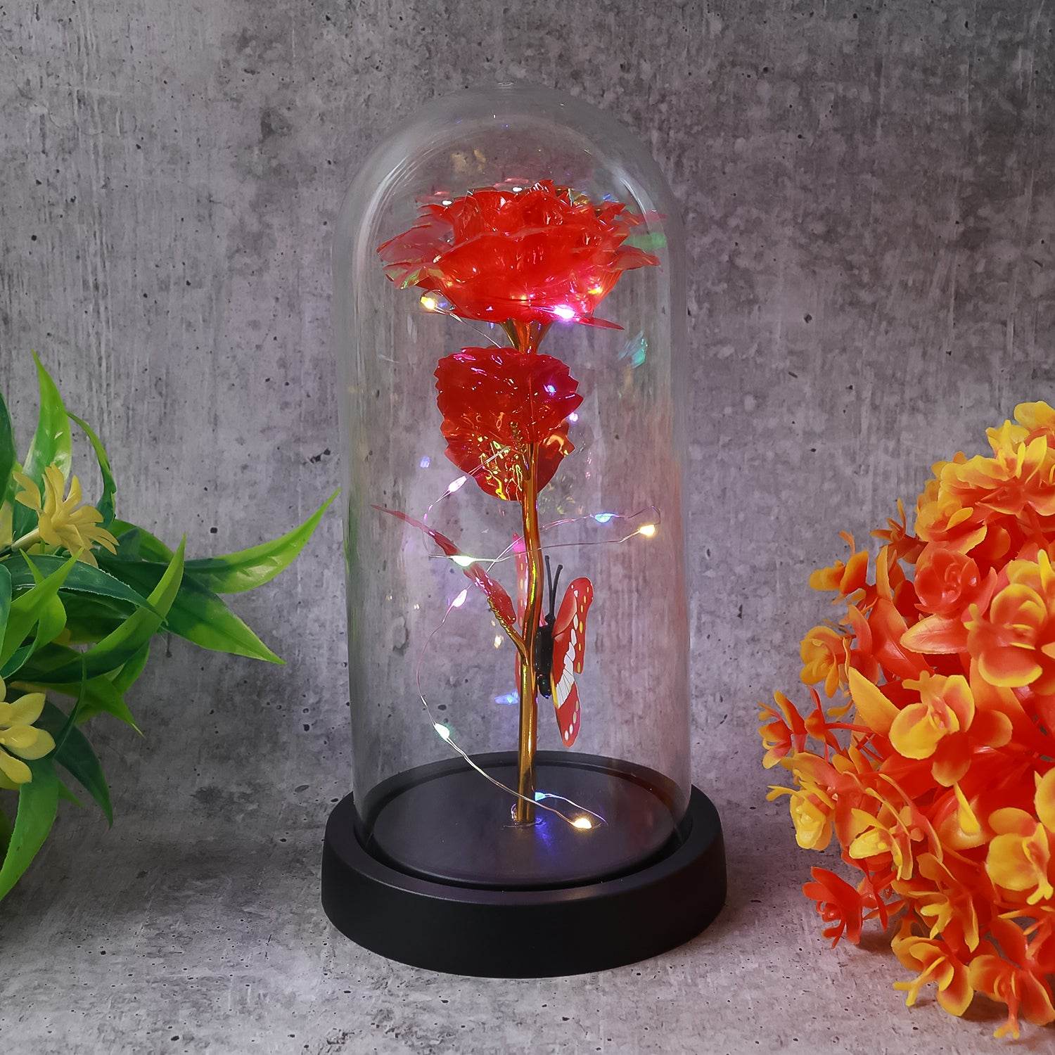 Elegant Led Eternal Rose In Plastic Dome (1 Pc Battery Not Included) - 9XShoppy