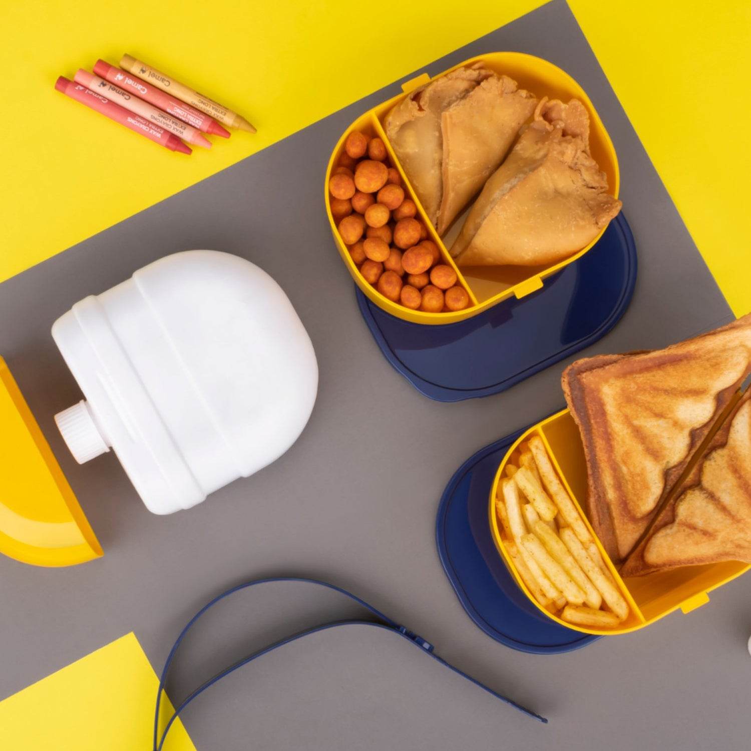 7158 Mr. Chef Smart Lunch Box Capsule Shape Strap-on Lunch Box With Water Bottle And Handle - 9XShoppy