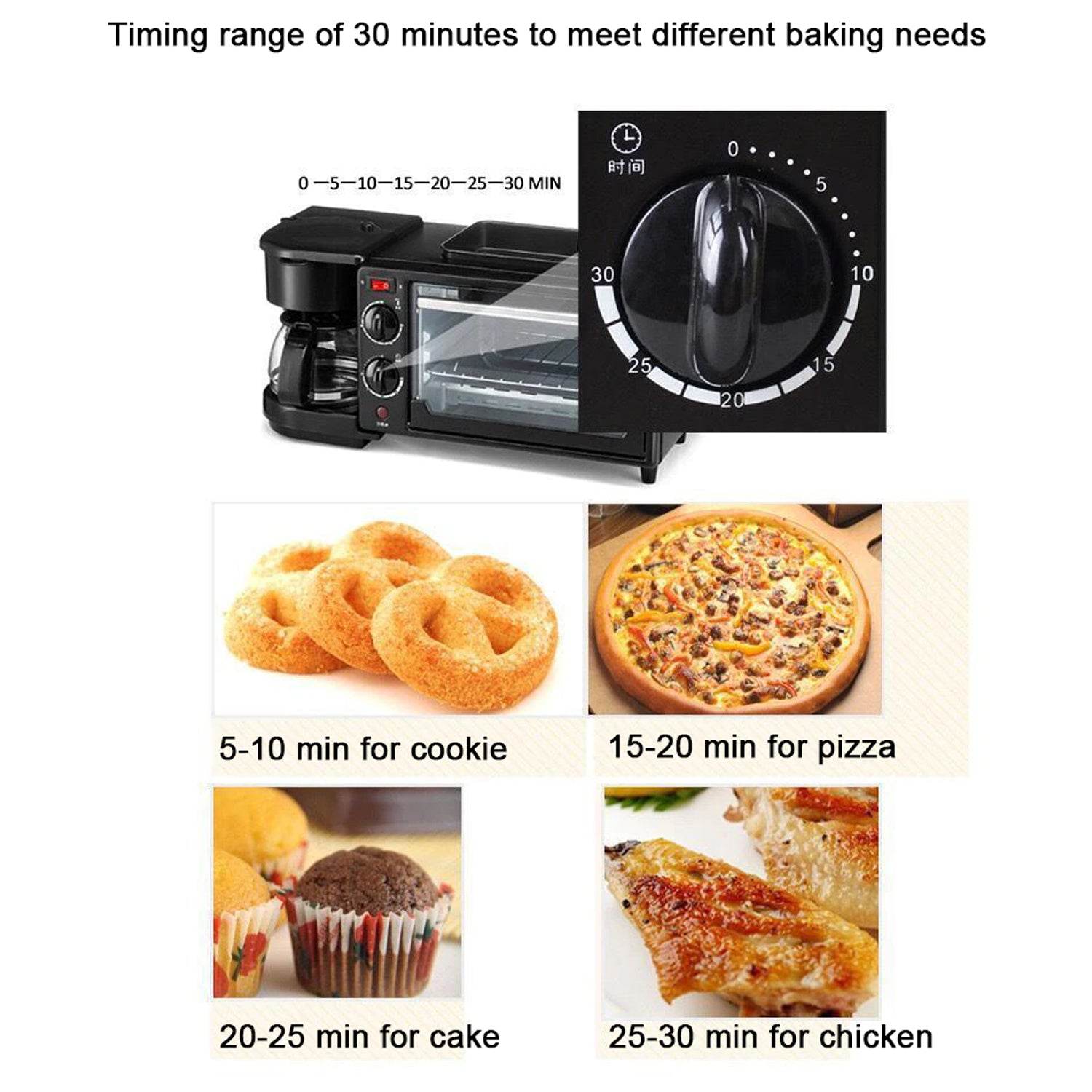 3 In 1 Breakfast Maker Portable Toaster Oven - 9XShoppy