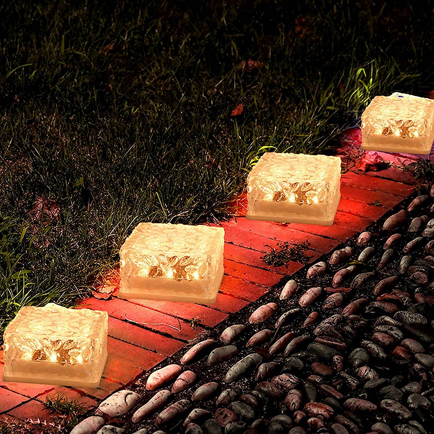 8557solar Ice Cube Shaped Garden Light Ice Cube Shaped Garden Warm Light Outdoor Solar Garden Decorative Lights For Walkway Pathway Backyard Christmas Decoration Parties - 9XShoppy