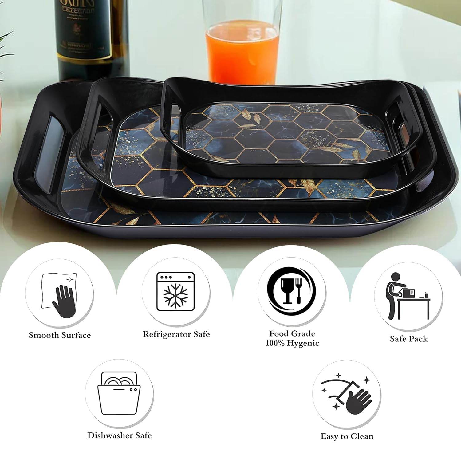 Premium Plastic Serving Tray (3 Pc) - 9XShoppy