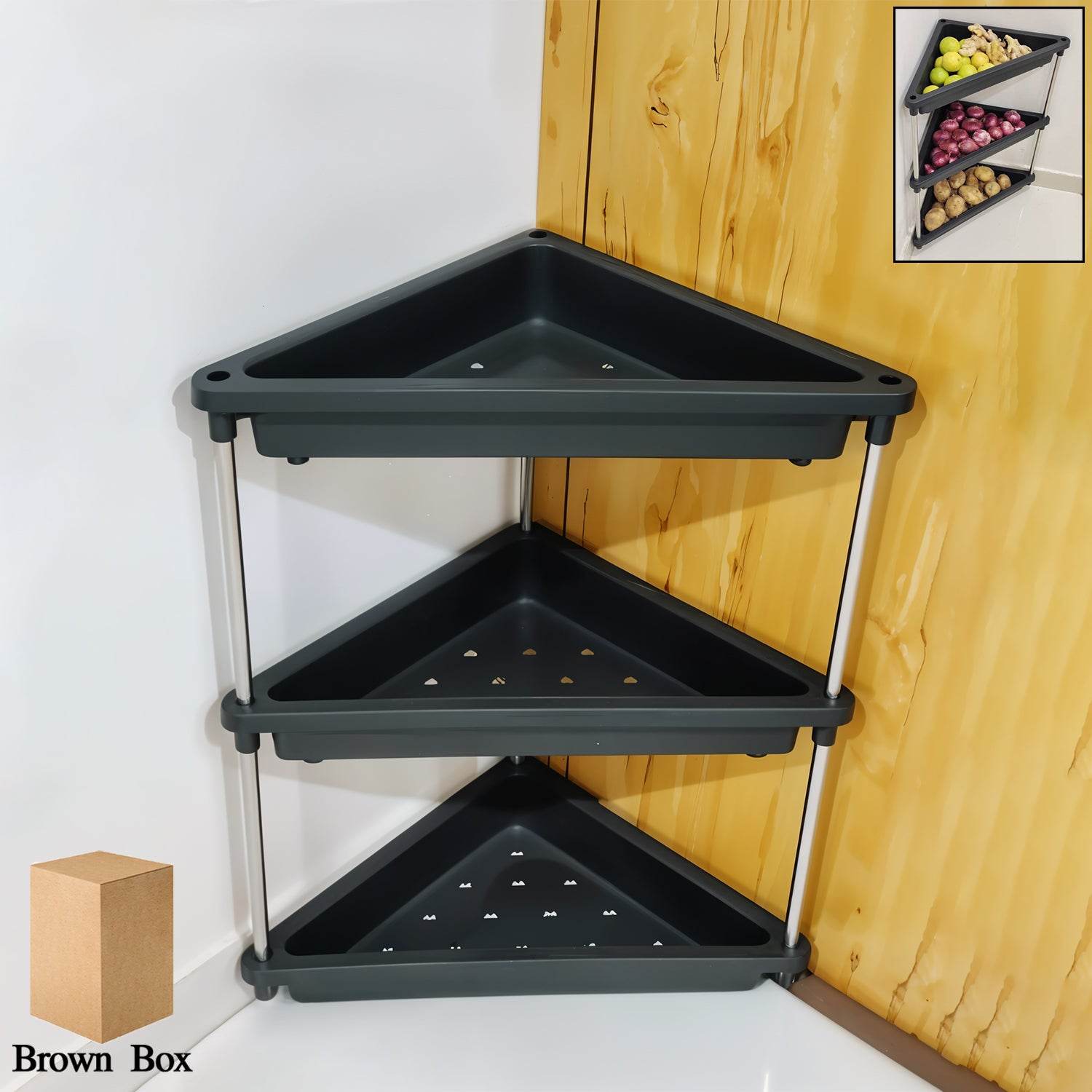3-layer Multipurpose Plastic Corner Storage Rack - 9XShoppy